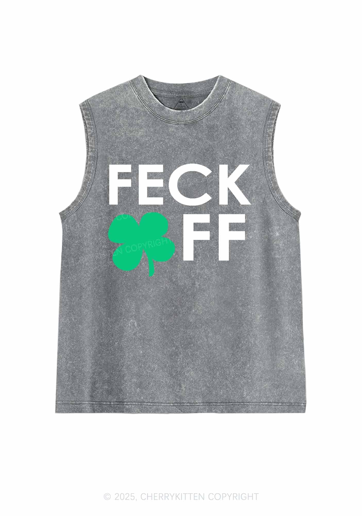 Feck Off St Patricks Y2K Washed Tank Cherrykitten - Image 5