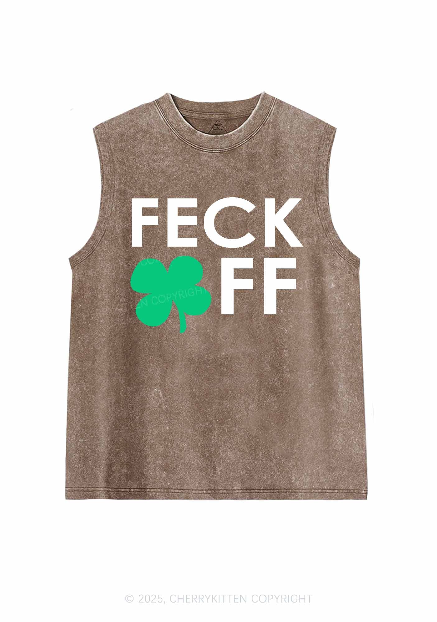 Feck Off St Patricks Y2K Washed Tank Cherrykitten - Image 6