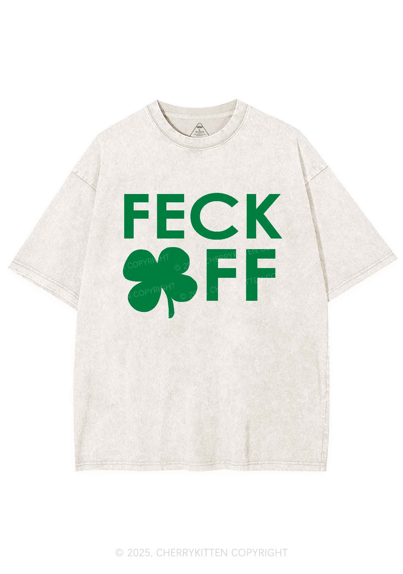Feck Off St Patricks Y2K Washed Tee Cherrykitten - Image 5