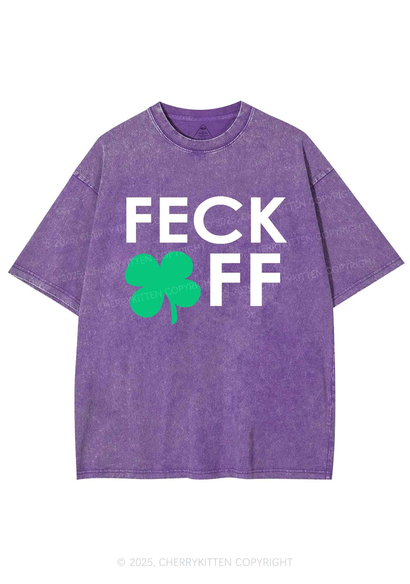 Feck Off St Patricks Y2K Washed Tee Cherrykitten - Image 6