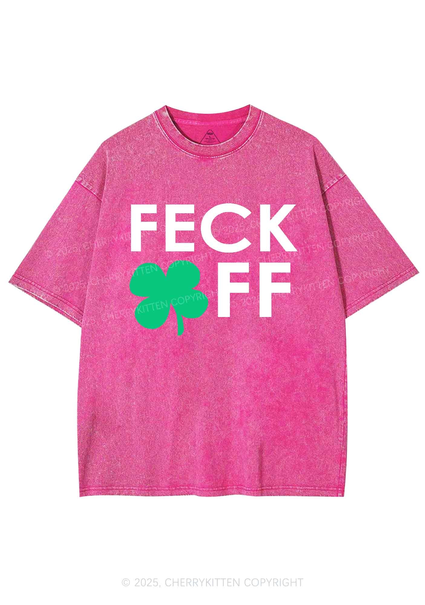 Feck Off St Patricks Y2K Washed Tee Cherrykitten - Image 7