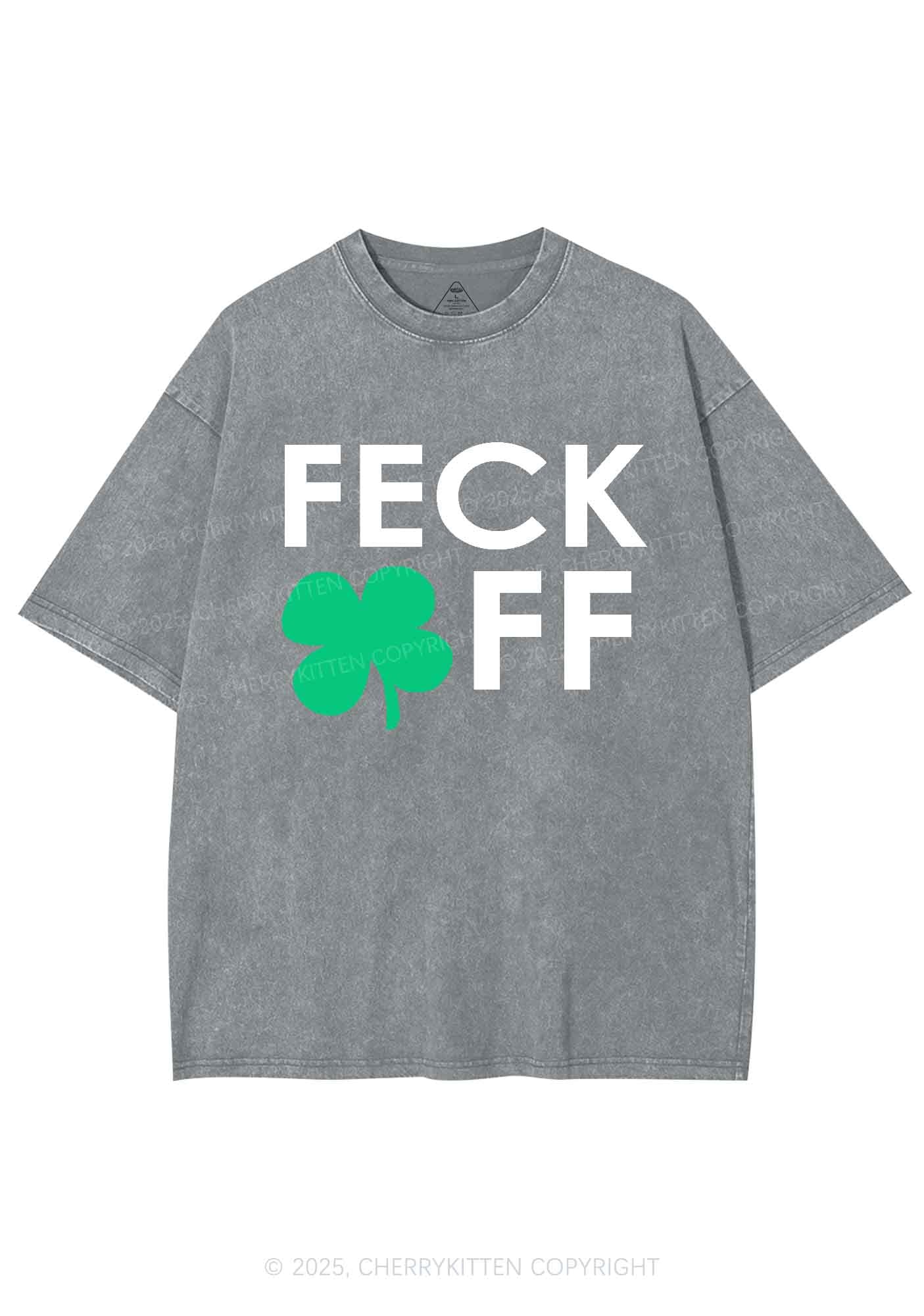 Feck Off St Patricks Y2K Washed Tee Cherrykitten - Image 8