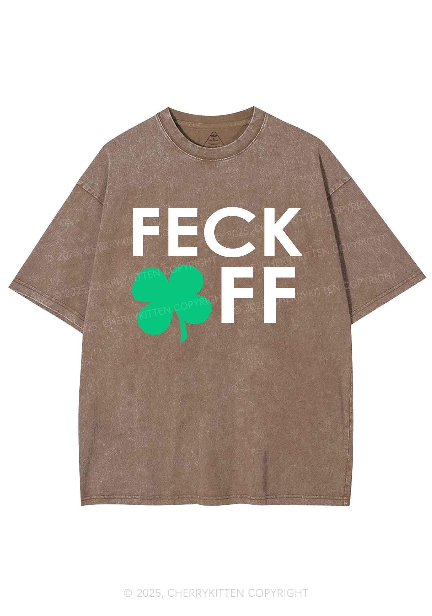 Feck Off St Patricks Y2K Washed Tee Cherrykitten - Image 9
