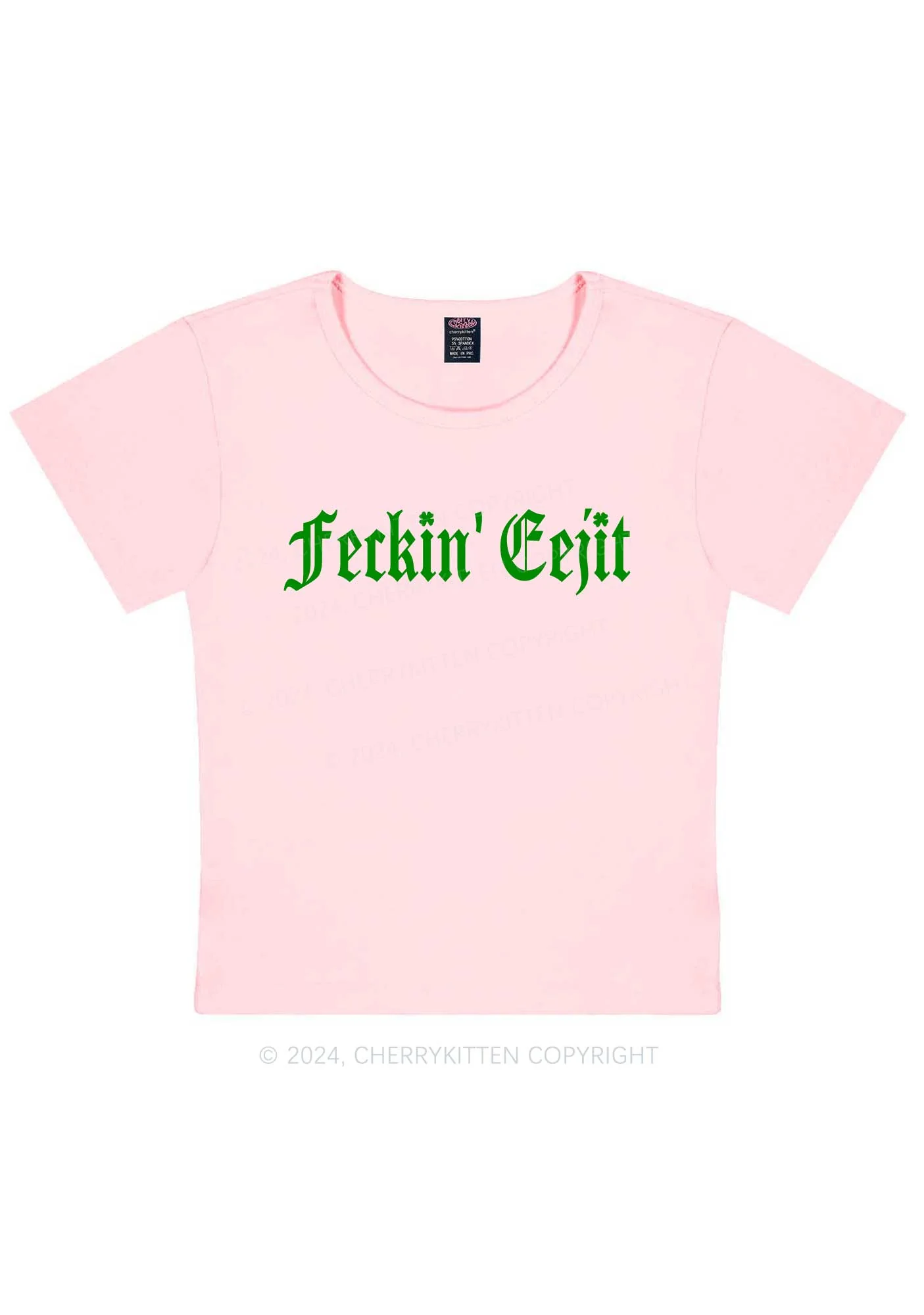 Feckin Eejit St Patricks Y2K Baby Tee Cherrykitten - Image 12