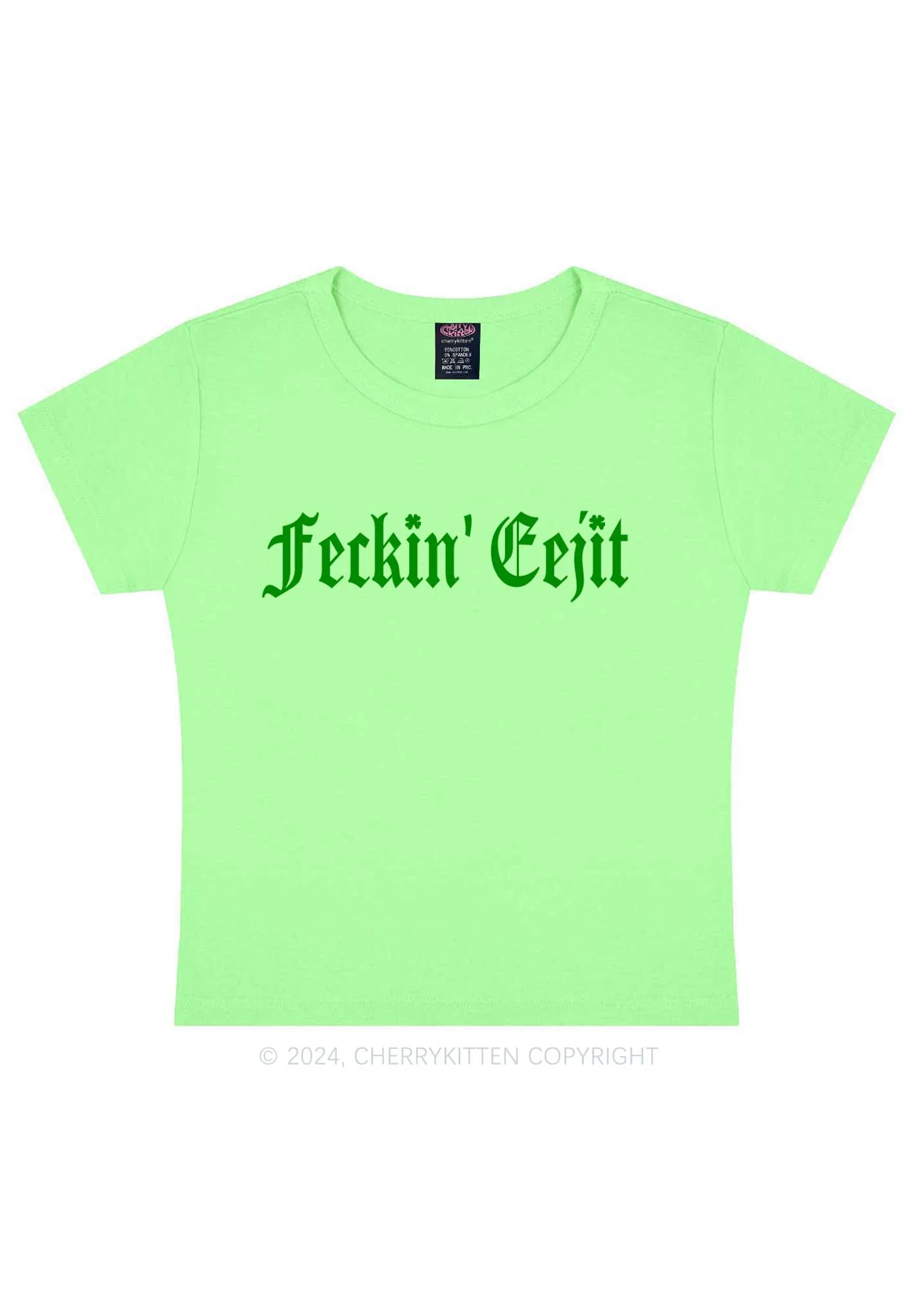 Feckin Eejit St Patricks Y2K Baby Tee Cherrykitten - Image 13