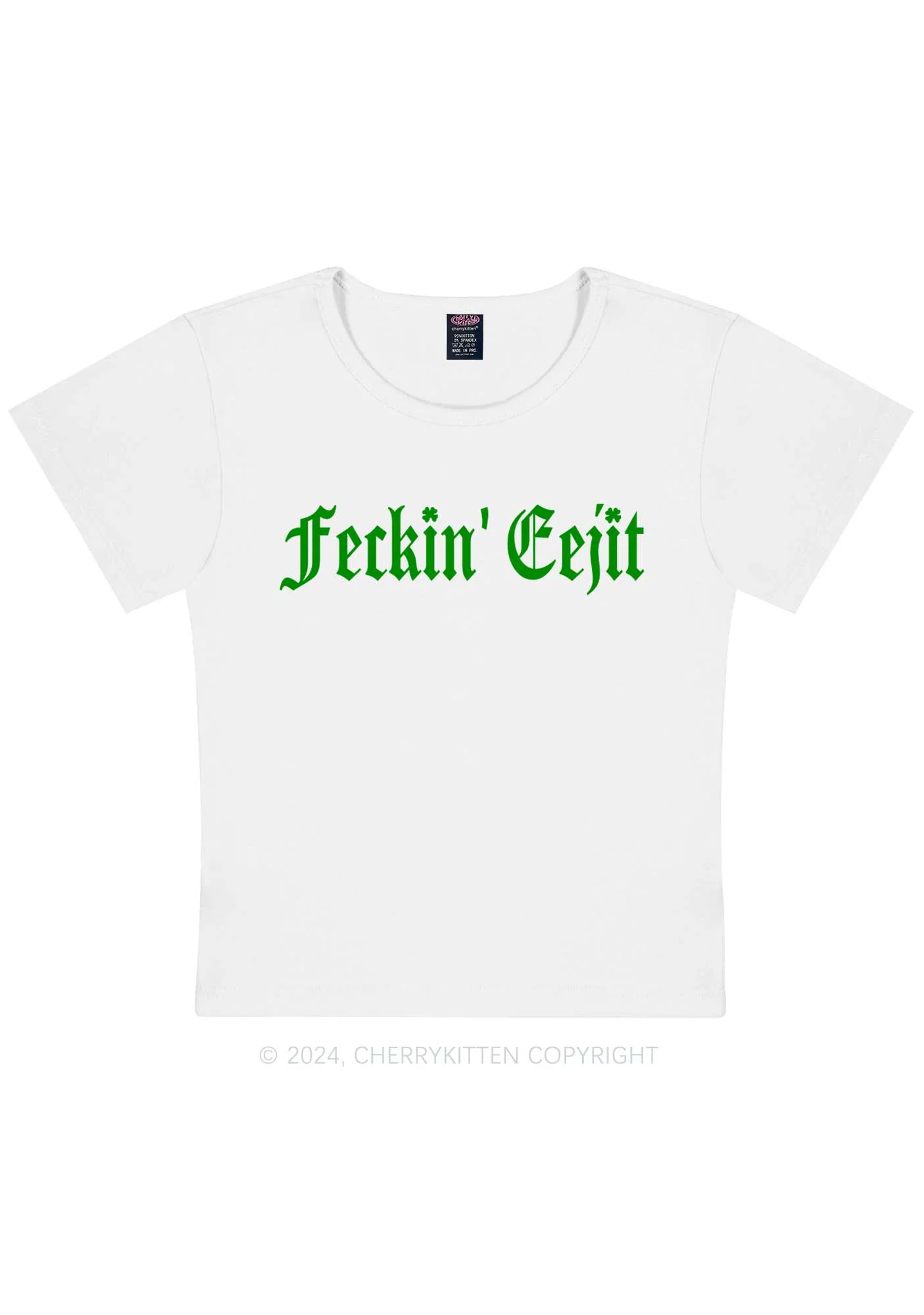 Feckin Eejit St Patricks Y2K Baby Tee Cherrykitten - Image 4