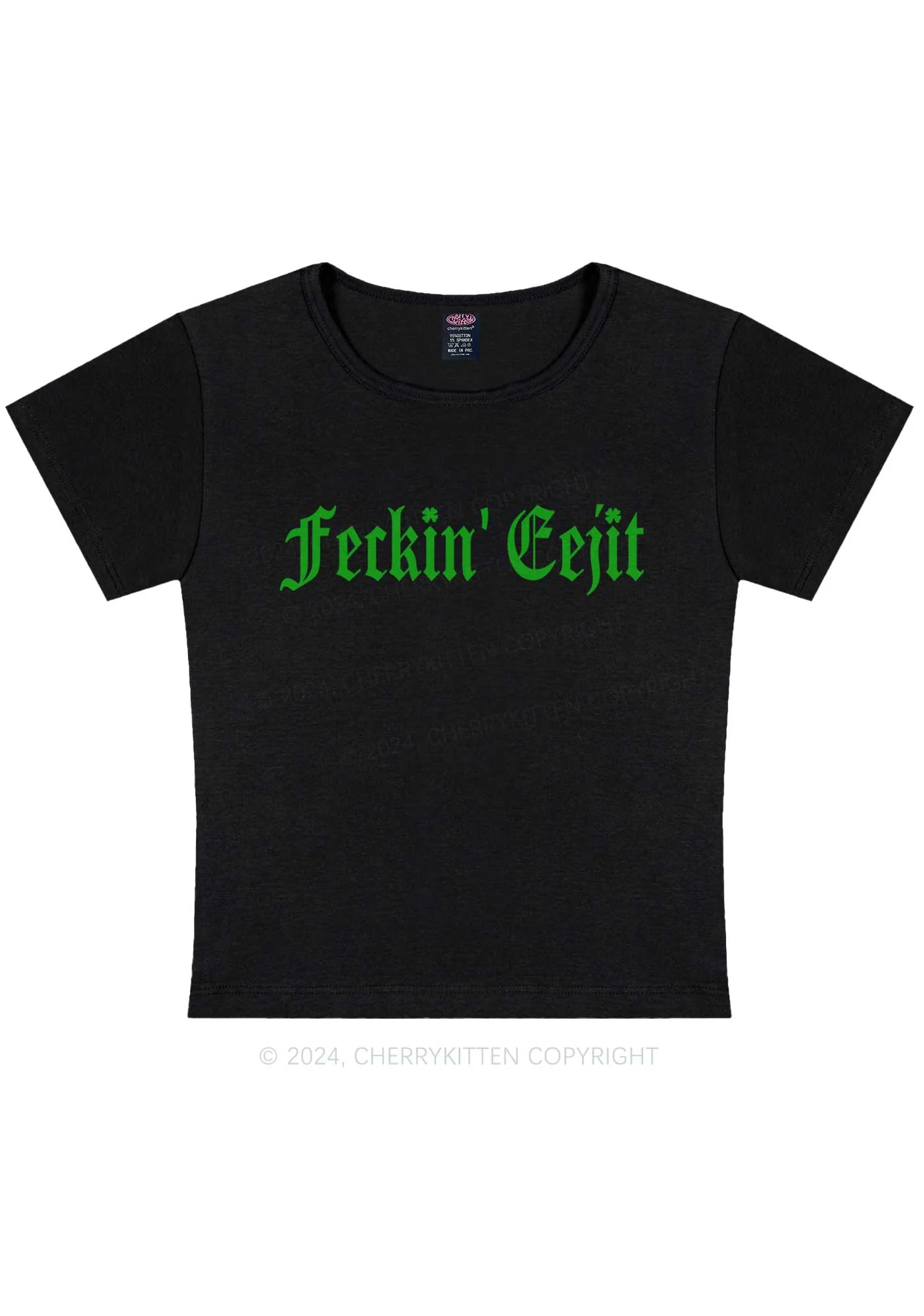 Feckin Eejit St Patricks Y2K Baby Tee Cherrykitten - Image 5