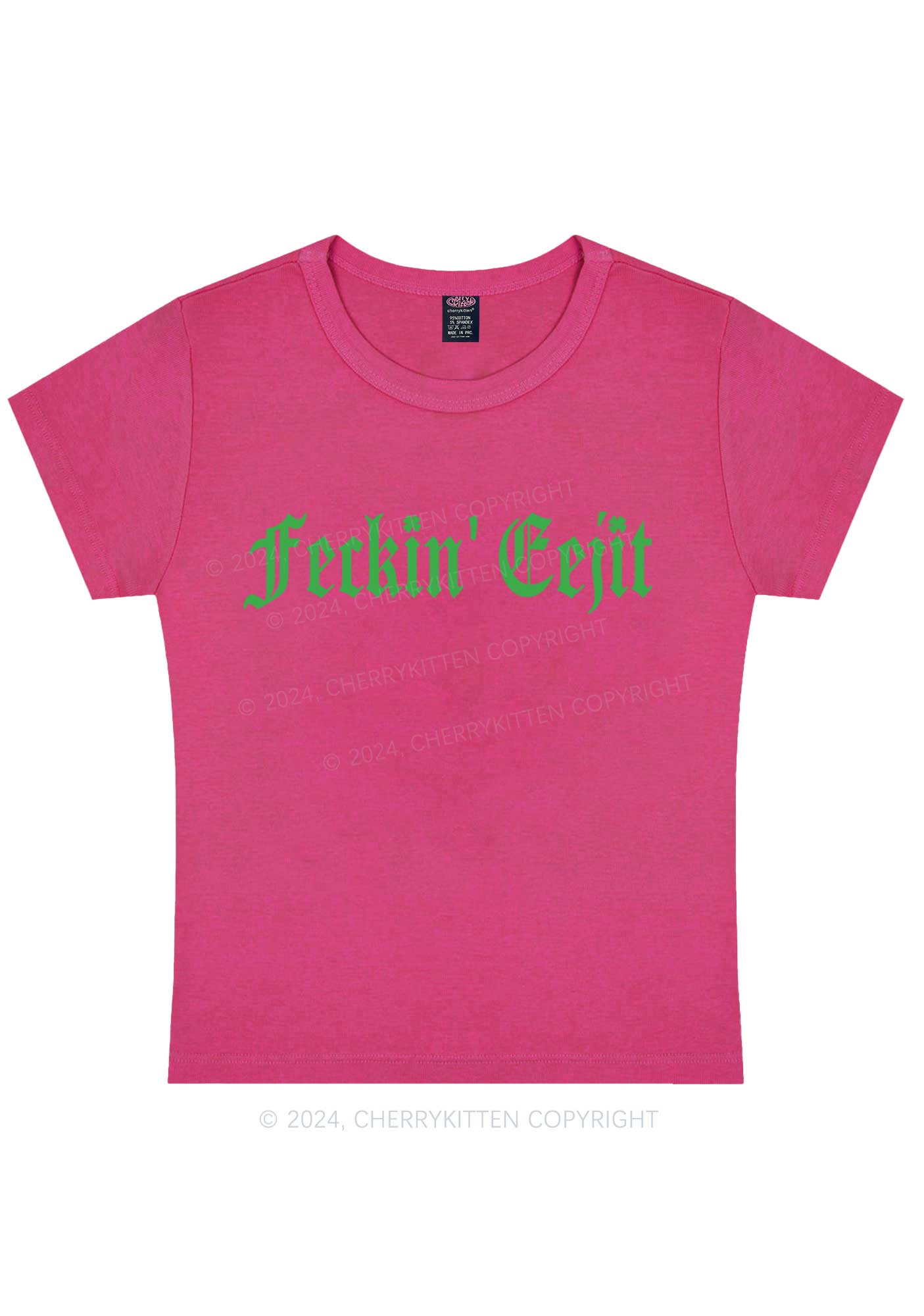 Feckin Eejit St Patricks Y2K Baby Tee Cherrykitten - Image 9