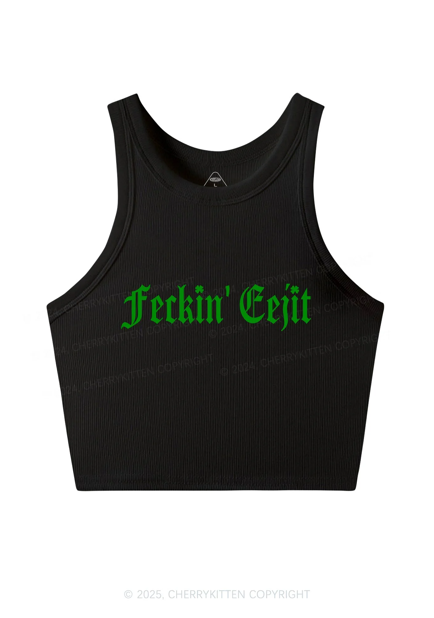 Feckin Eejit St Patricks Y2K Crop Tank Top Cherrykitten - Image 3