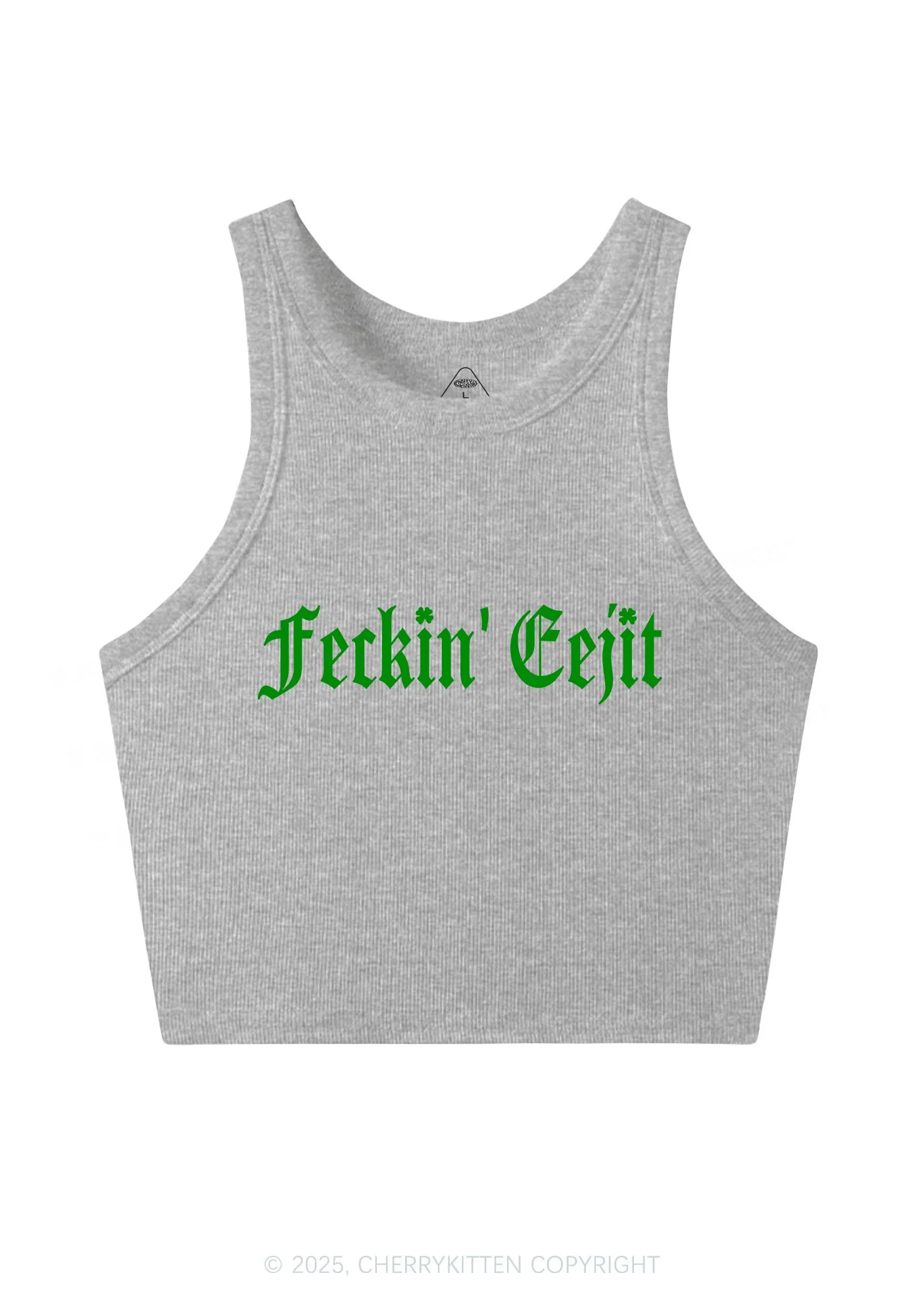 Feckin Eejit St Patricks Y2K Crop Tank Top Cherrykitten - Image 4
