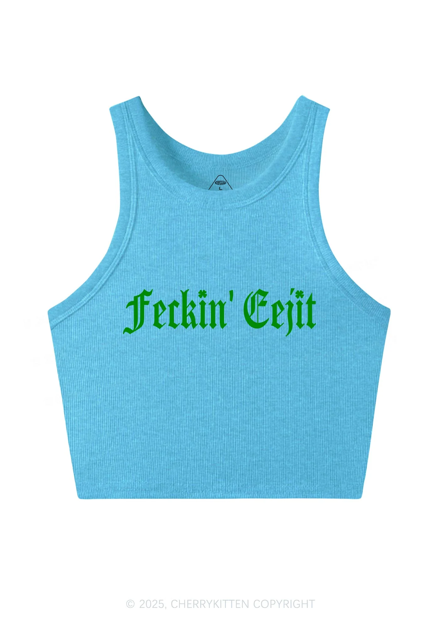 Feckin Eejit St Patricks Y2K Crop Tank Top Cherrykitten - Image 5