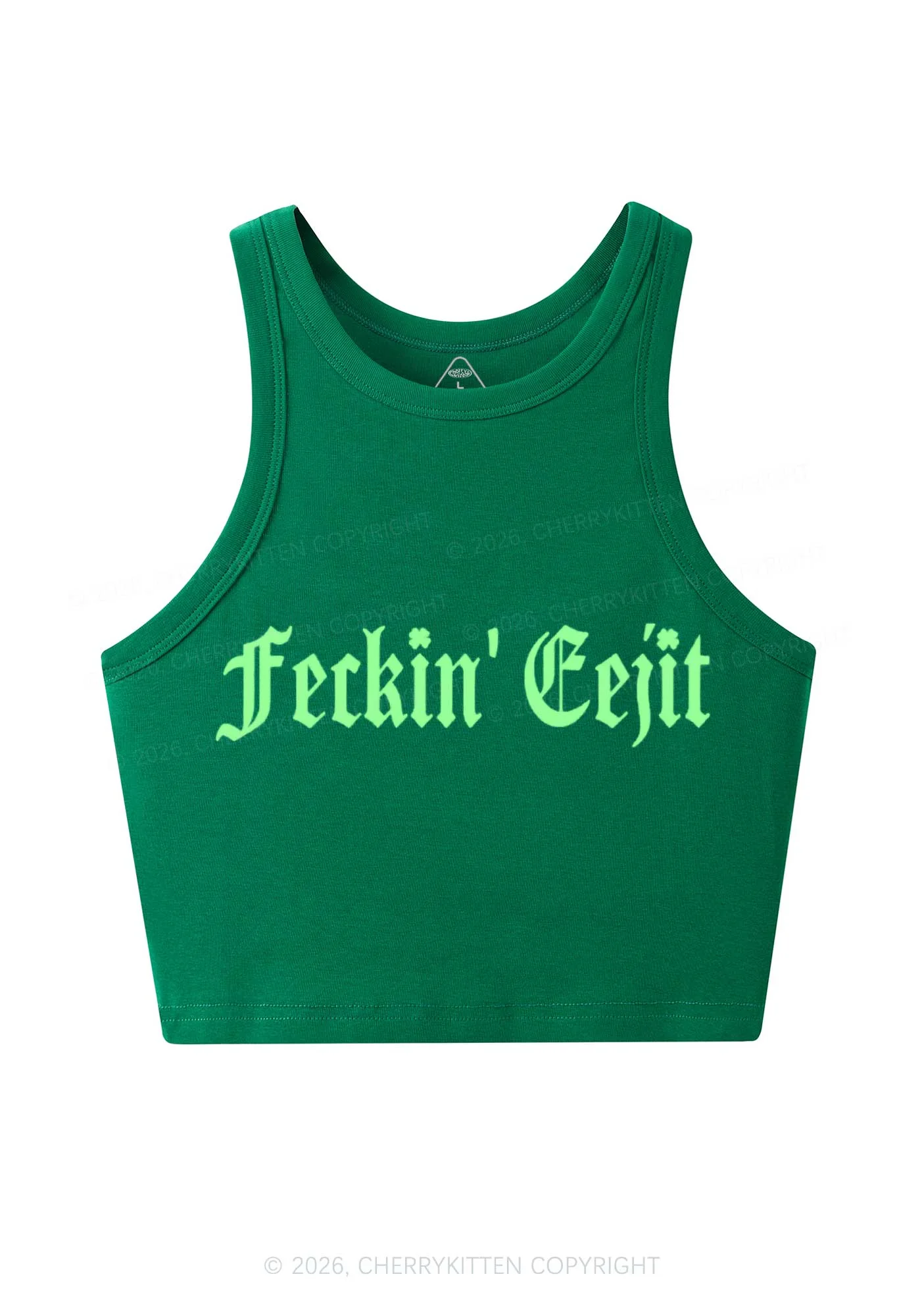 Feckin Eejit St Patricks Y2K Crop Tank Top Cherrykitten - Image 9