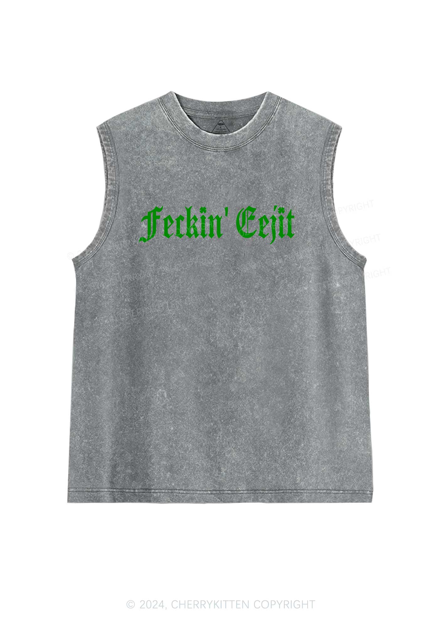 Feckin Eejit St Patricks Y2K Washed Tank Cherrykitten - Image 7