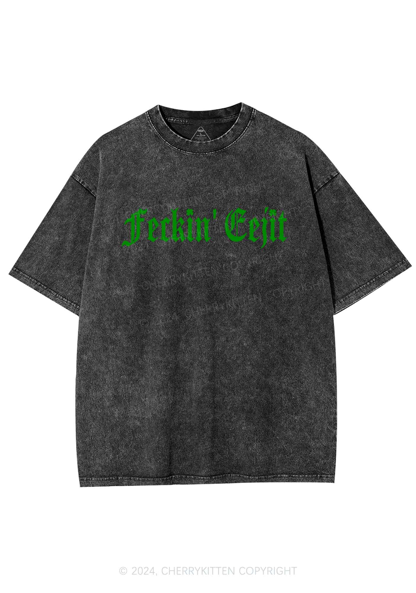 Feckin Eejit St Patricks Y2K Washed Tee Cherrykitten - Image 5