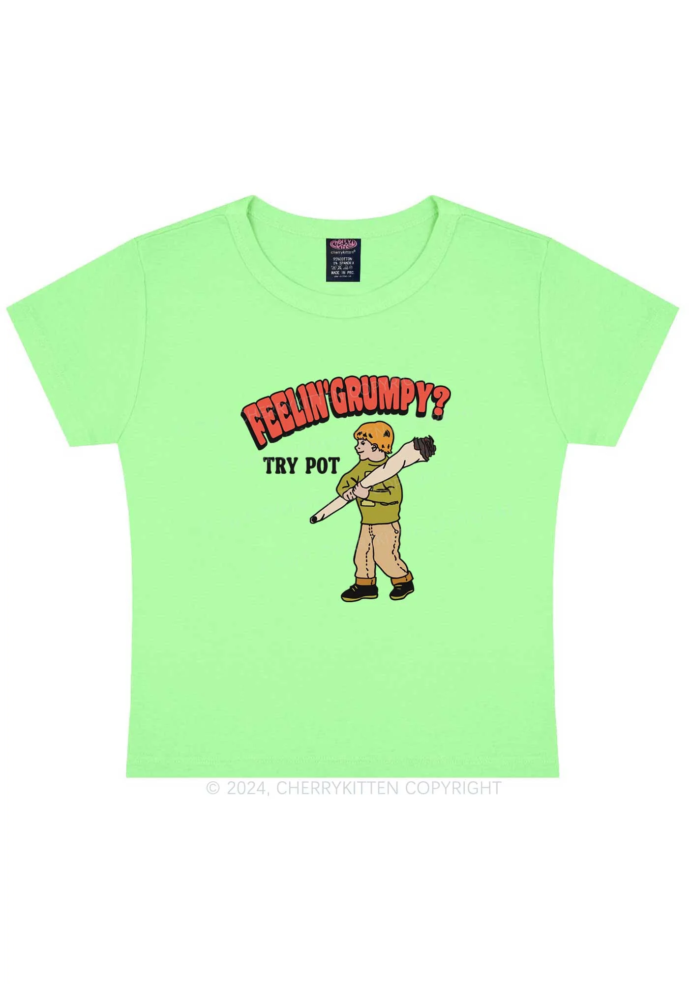 Feelin' Grumpy Y2K Baby Tee Cherrykitten - Image 10