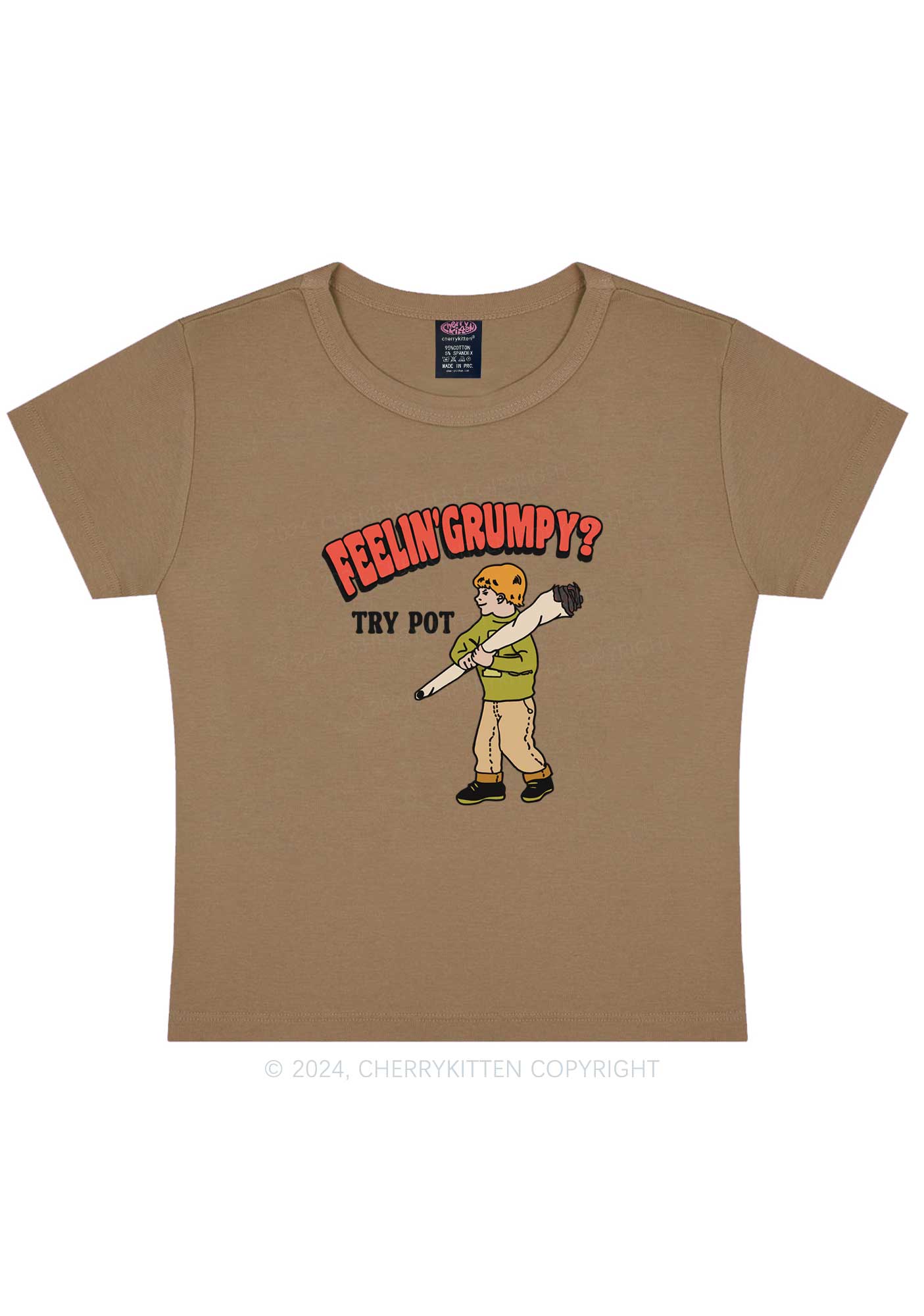 Feelin' Grumpy Y2K Baby Tee Cherrykitten - Image 2