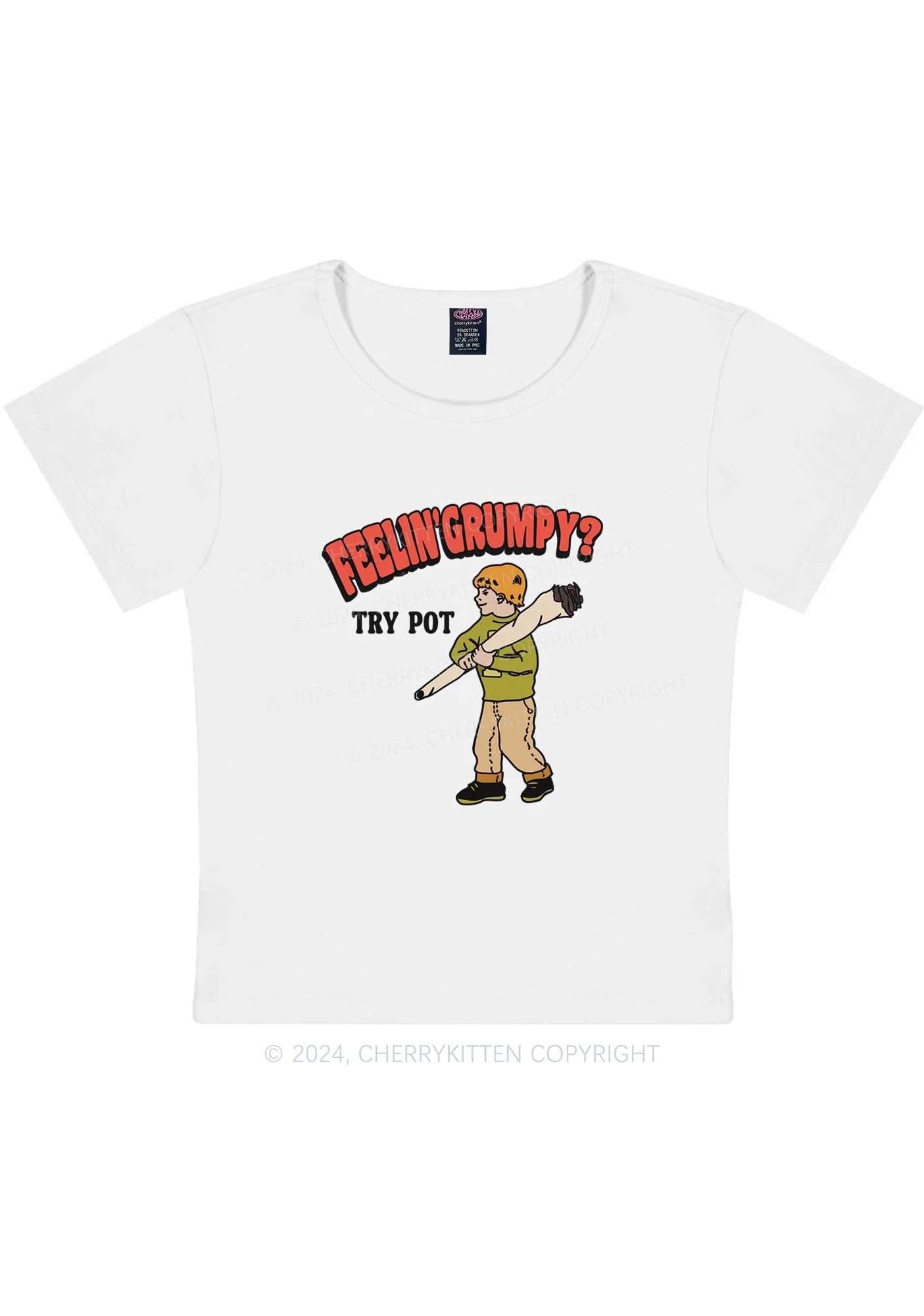 Feelin' Grumpy Y2K Baby Tee Cherrykitten - Image 3