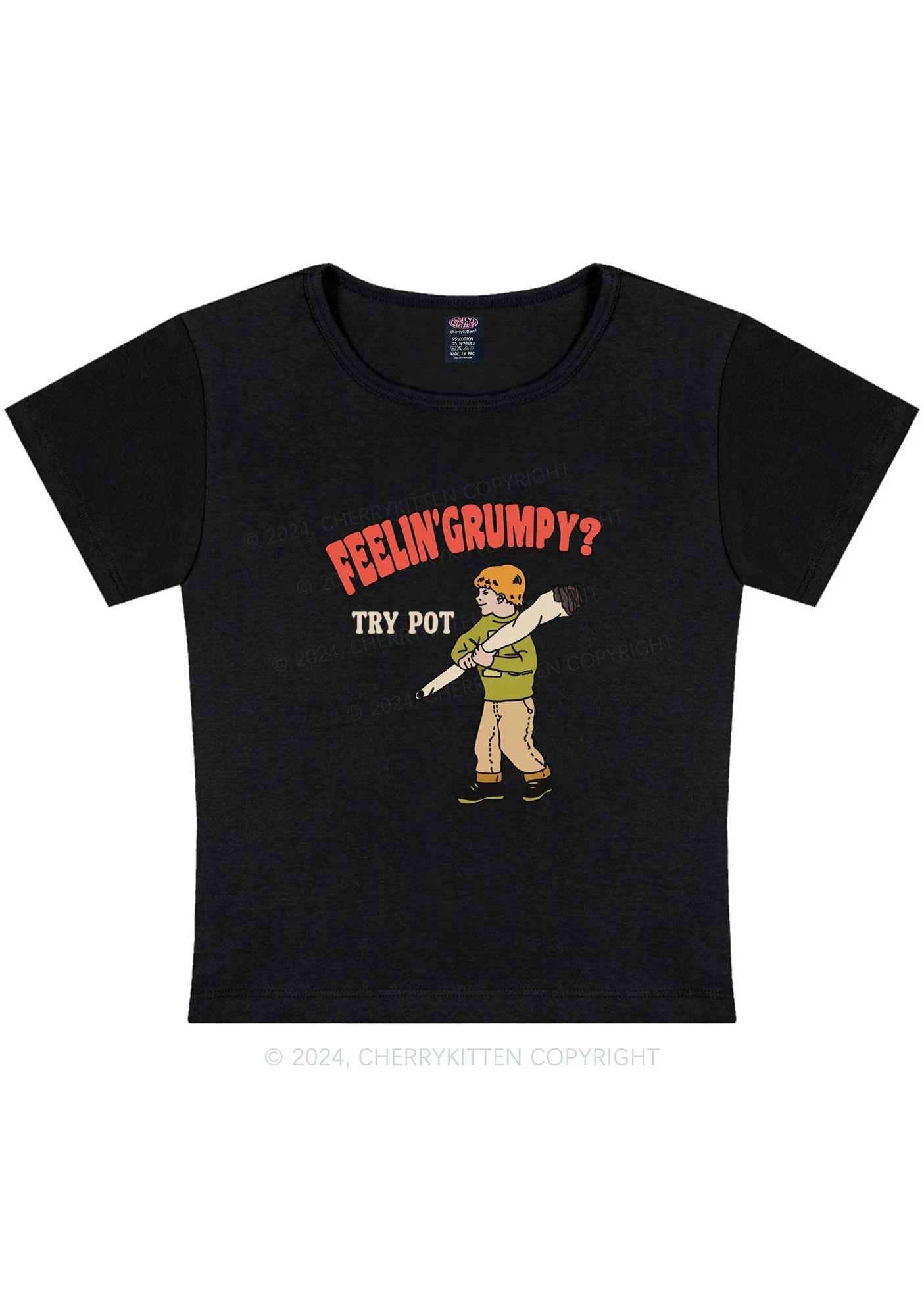 Feelin' Grumpy Y2K Baby Tee Cherrykitten - Image 4