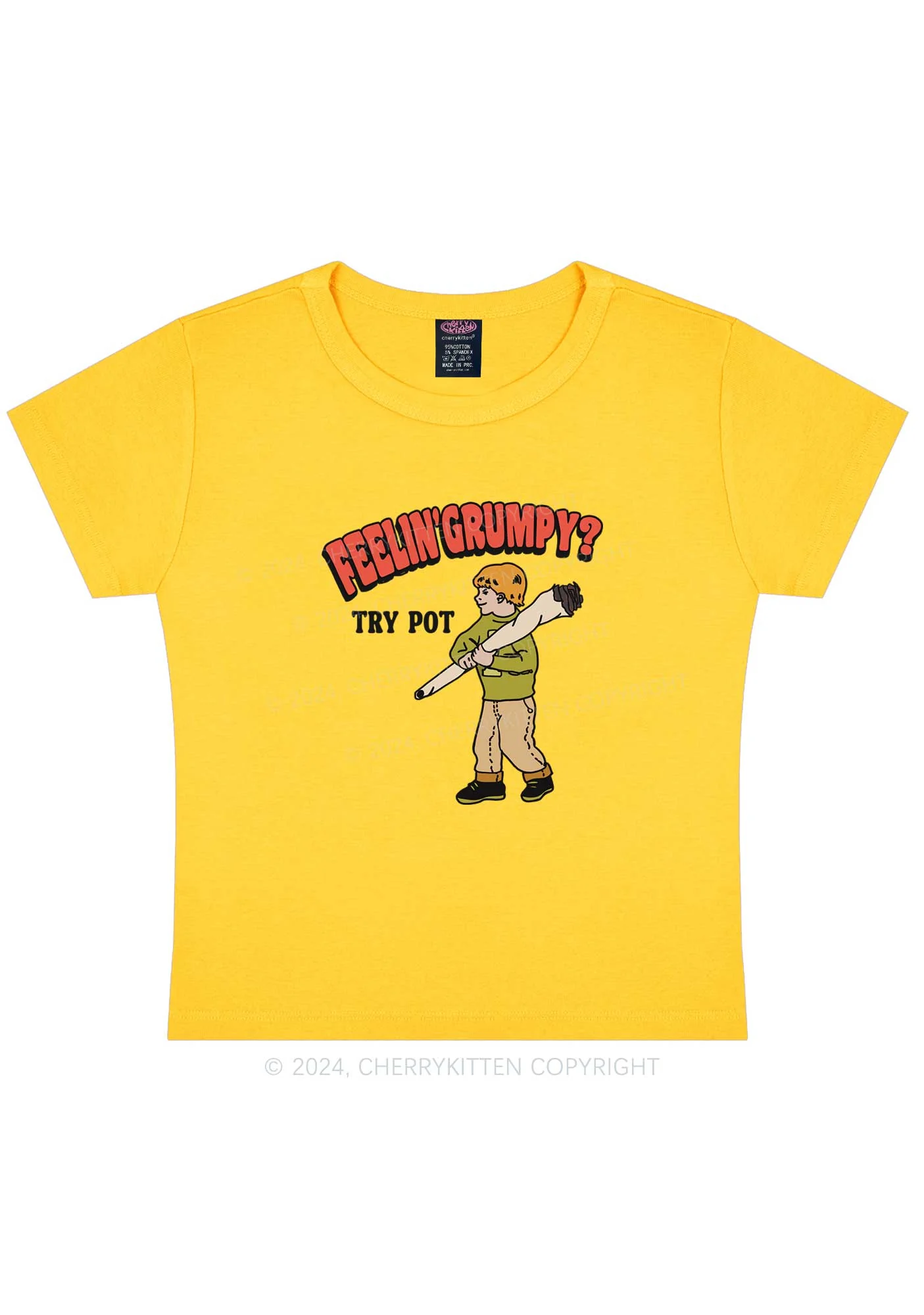 Feelin' Grumpy Y2K Baby Tee Cherrykitten - Image 7