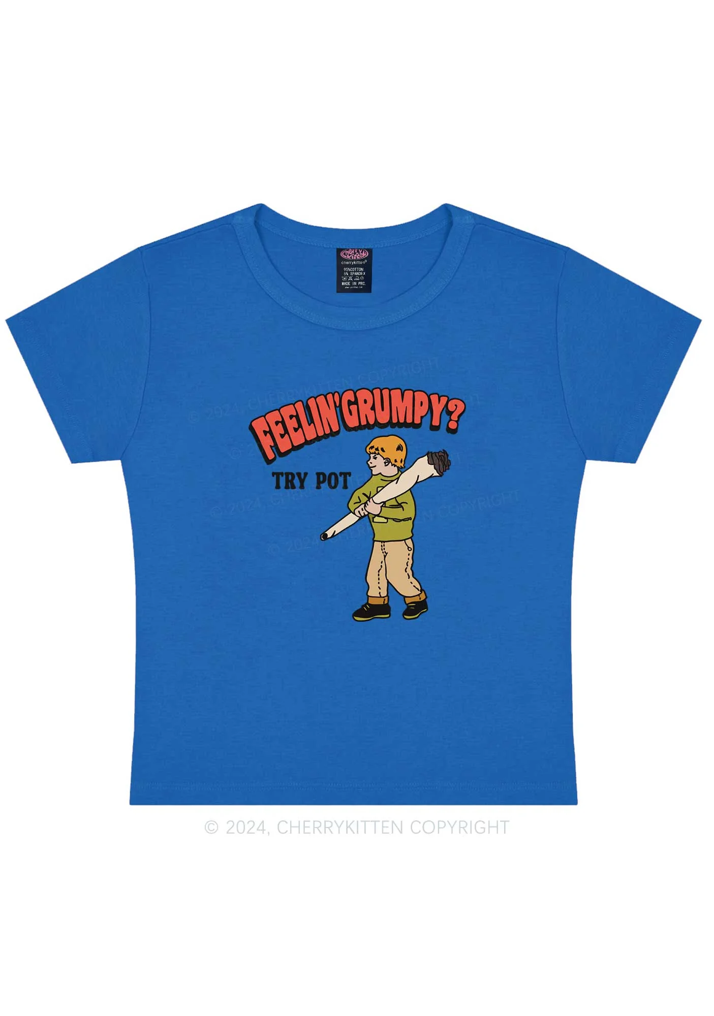 Feelin' Grumpy Y2K Baby Tee Cherrykitten - Image 8