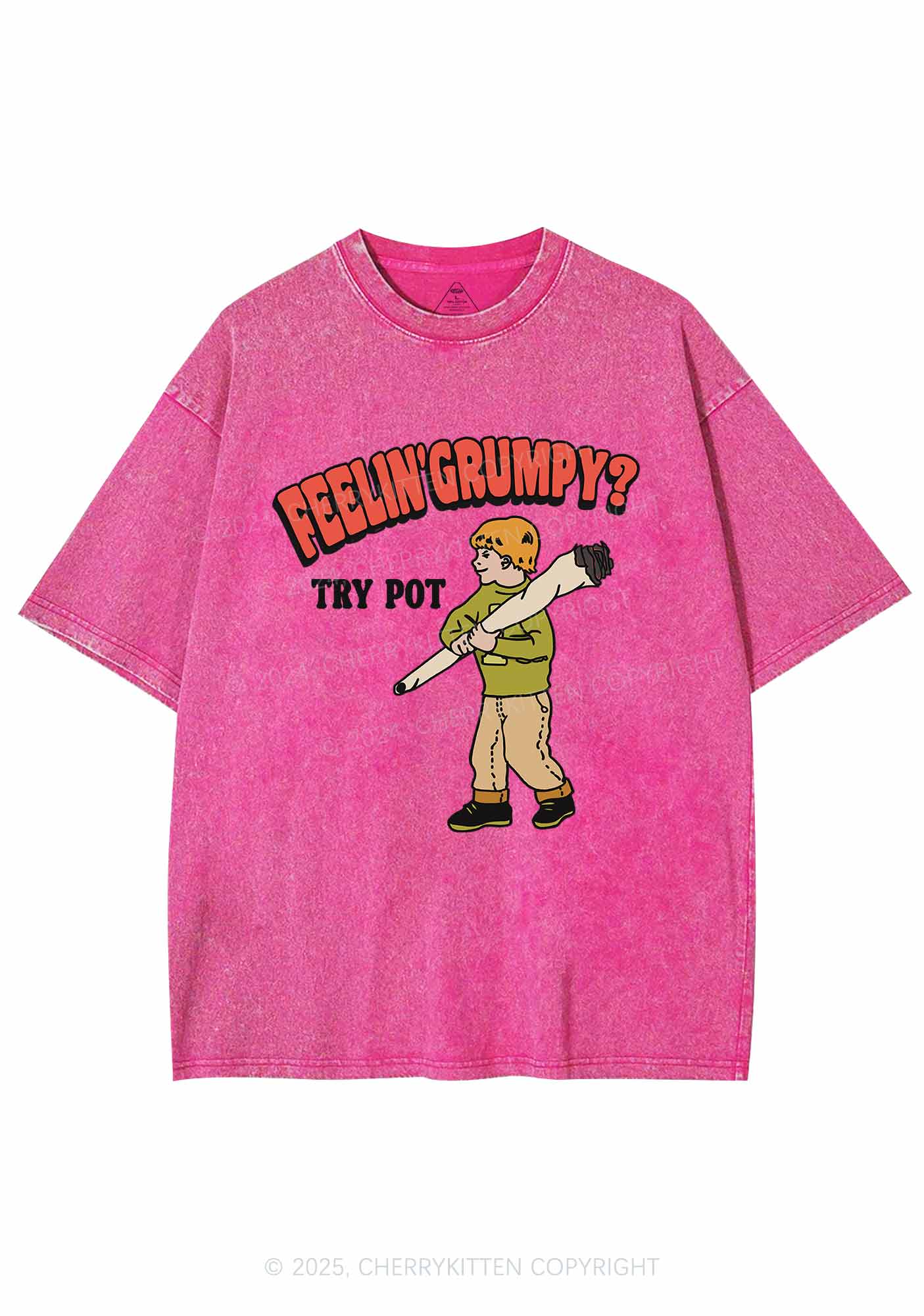 Feelin' Grumpy Y2K Washed Tee Cherrykitten - Image 5