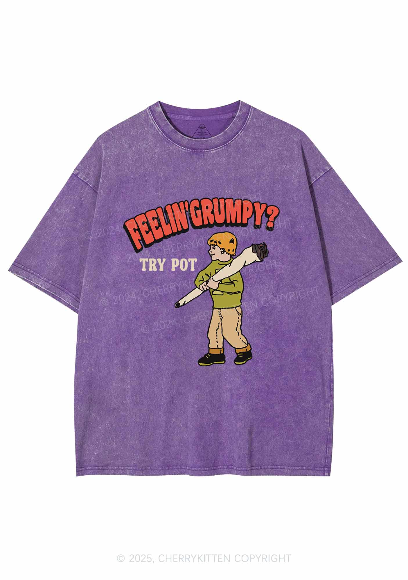 Feelin' Grumpy Y2K Washed Tee Cherrykitten - Image 6