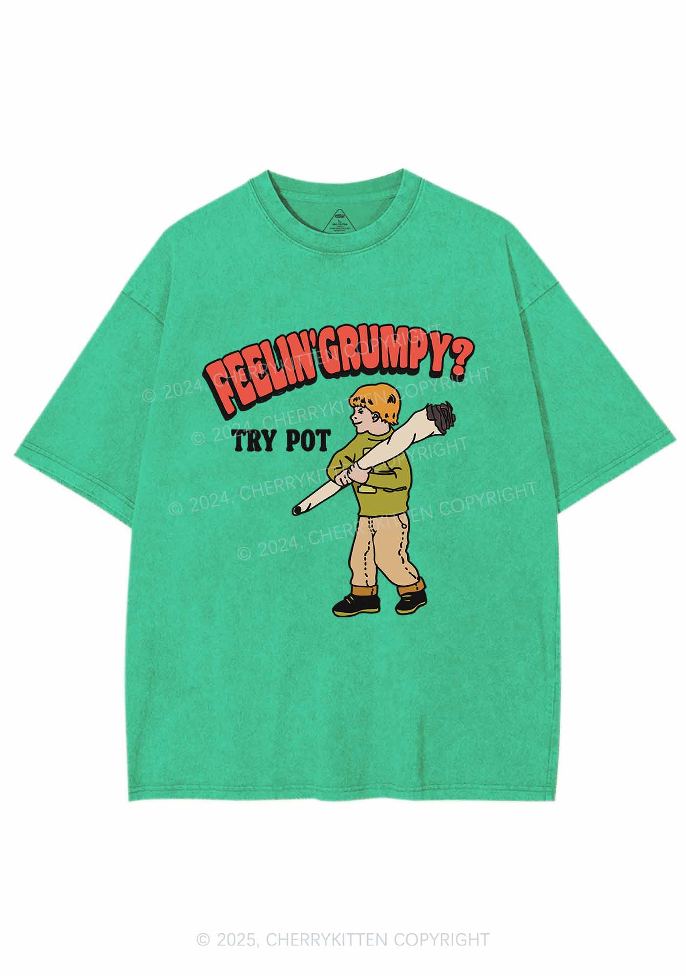 Feelin' Grumpy Y2K Washed Tee Cherrykitten - Image 7