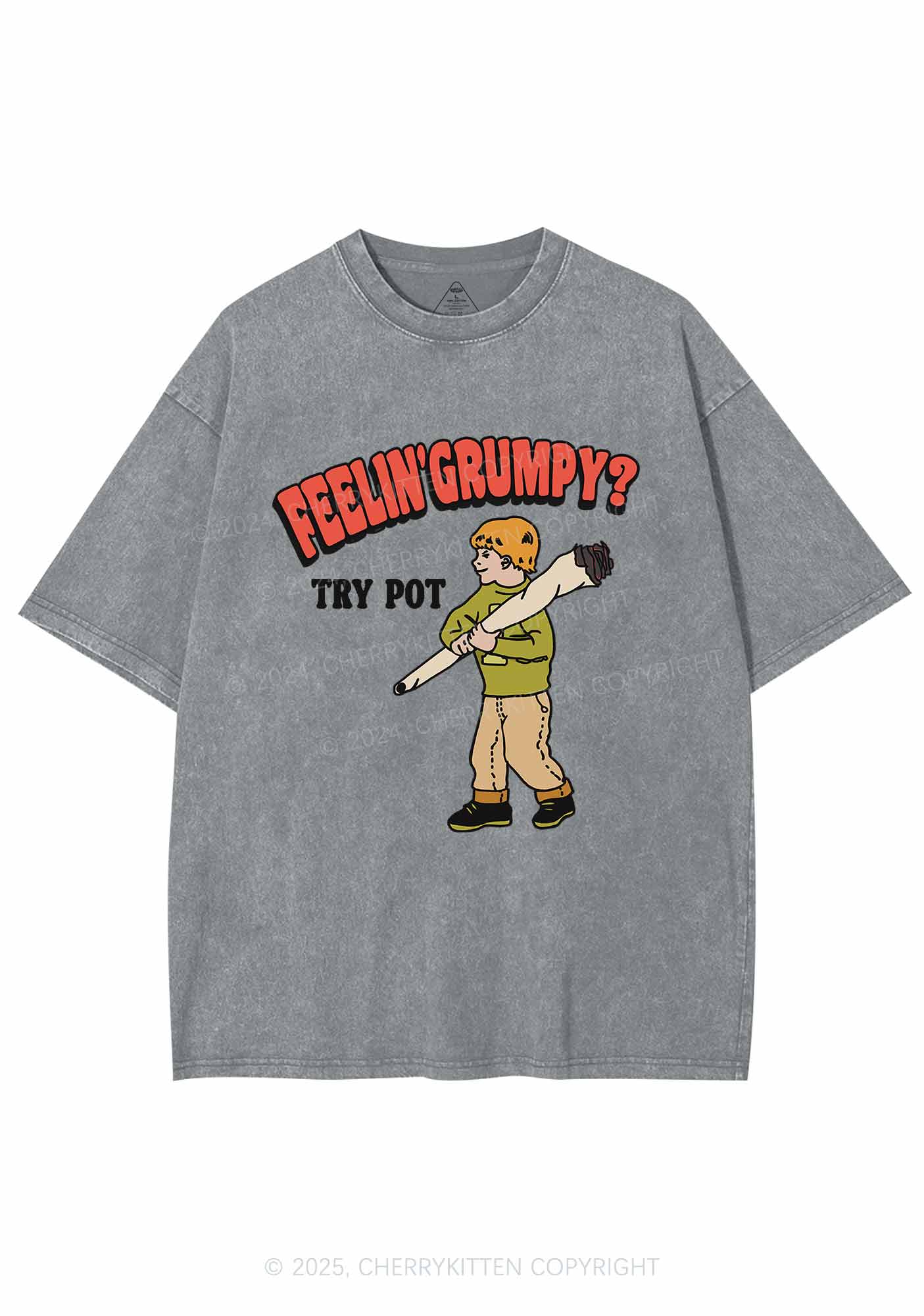 Feelin' Grumpy Y2K Washed Tee Cherrykitten - Image 8