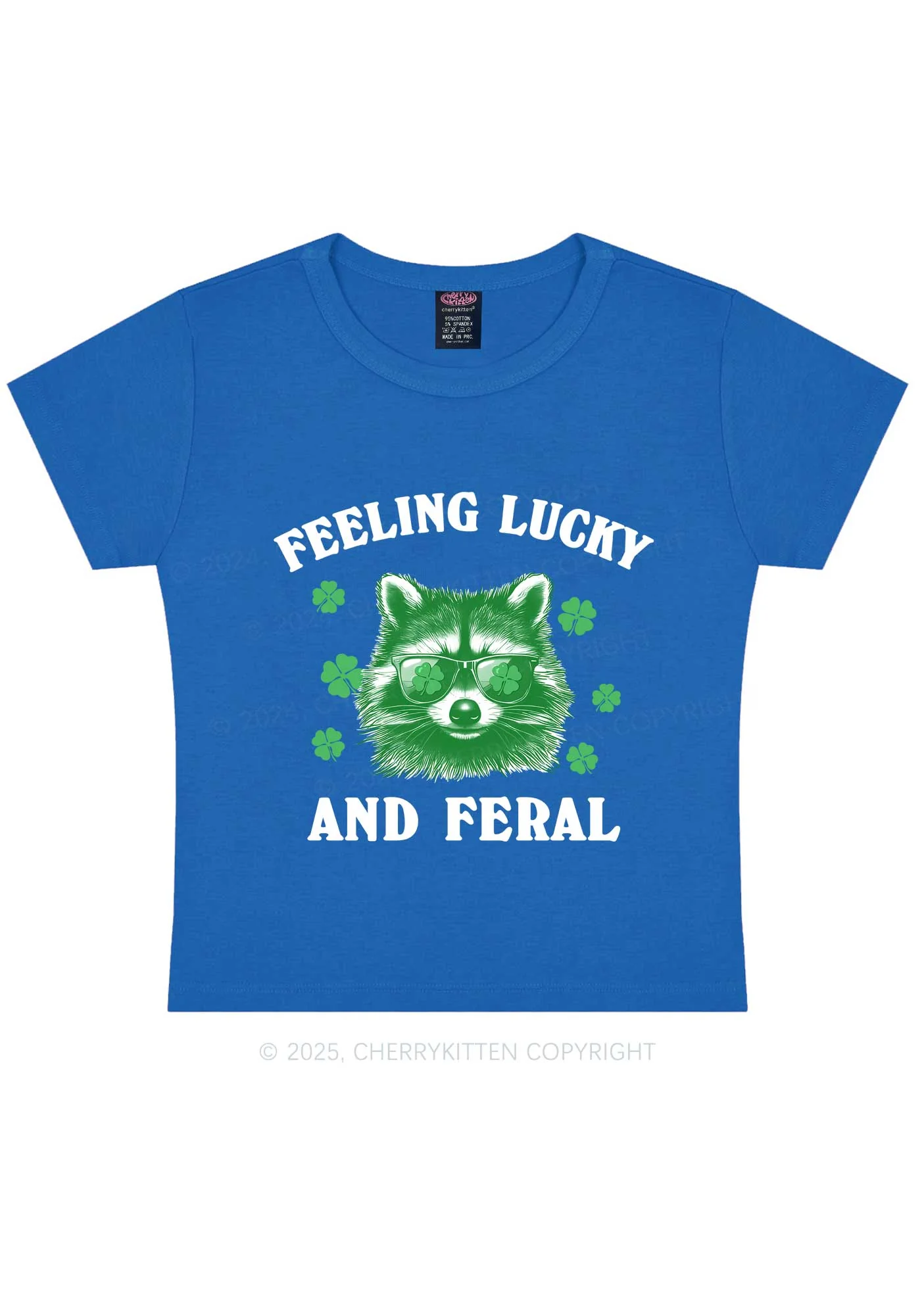 Feeling Lucky And Feral St Patricks Y2K Baby Tee Cherrykitten - Image 11