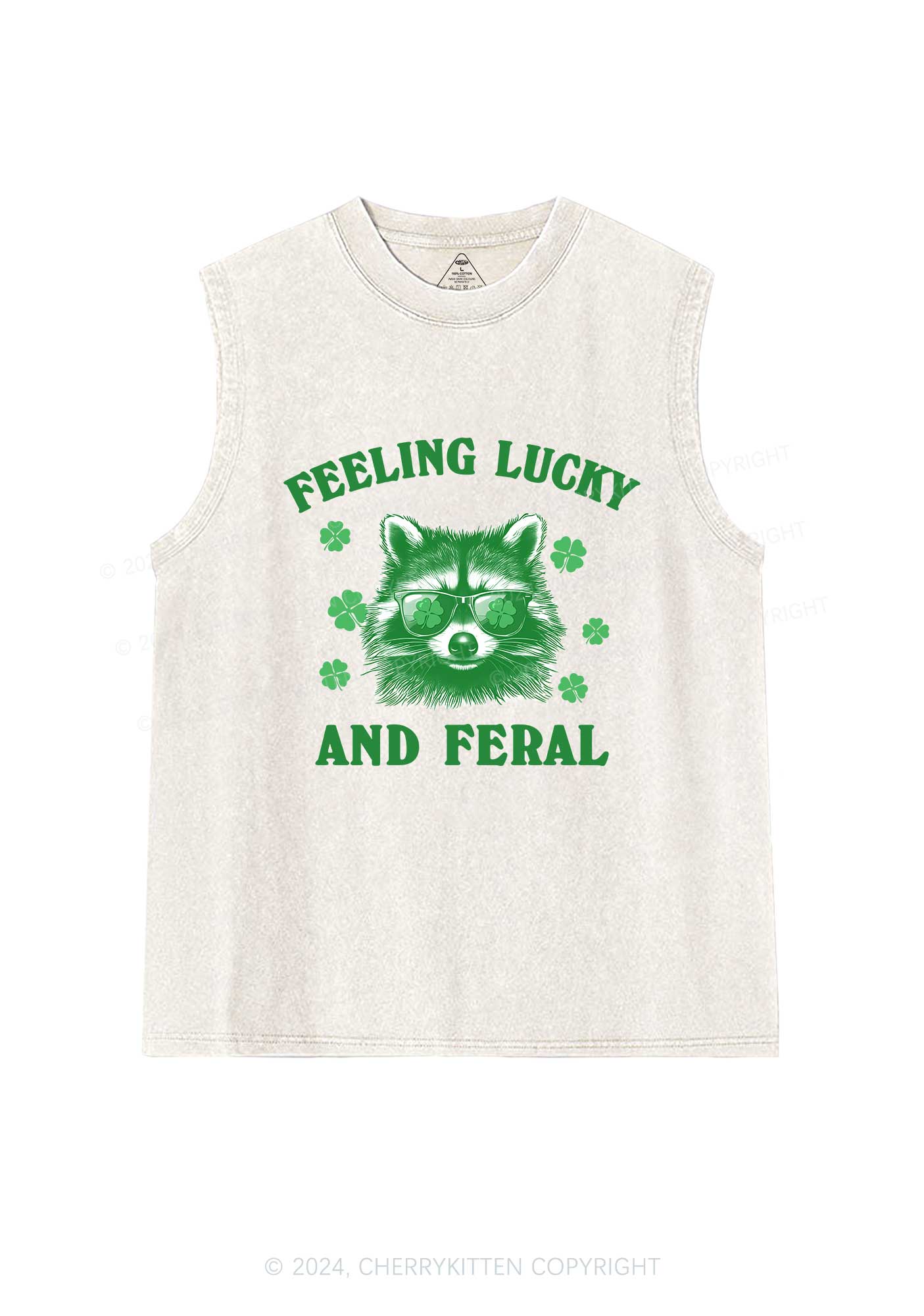 Feeling Lucky And Feral St Patricks Y2K Washed Tank Cherrykitten - Image 4