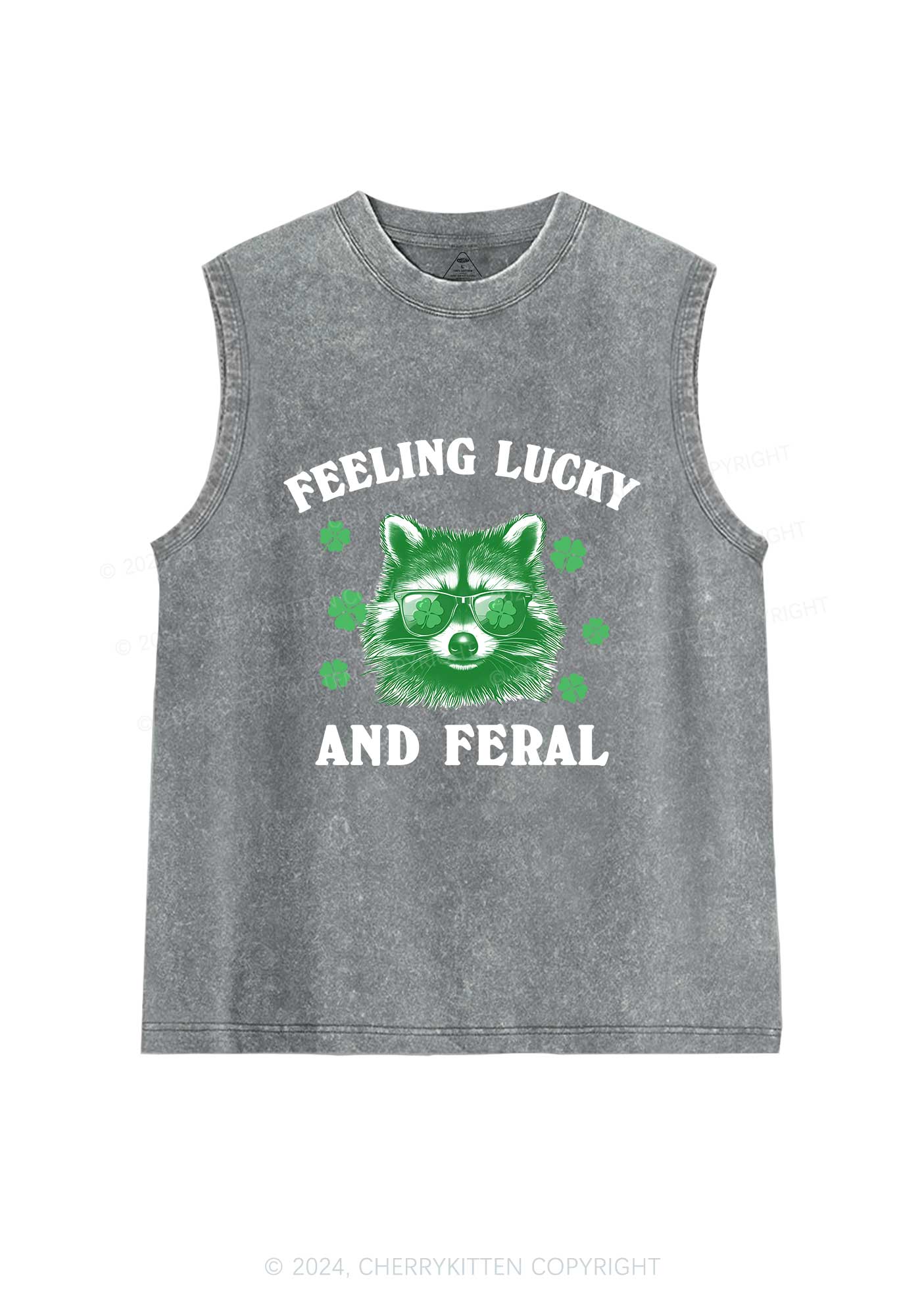 Feeling Lucky And Feral St Patricks Y2K Washed Tank Cherrykitten - Image 5