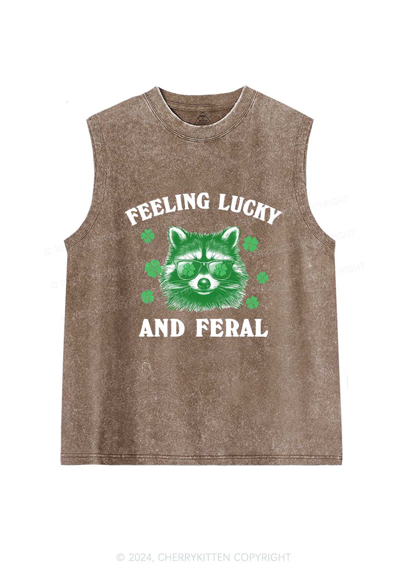Feeling Lucky And Feral St Patricks Y2K Washed Tank Cherrykitten - Image 6