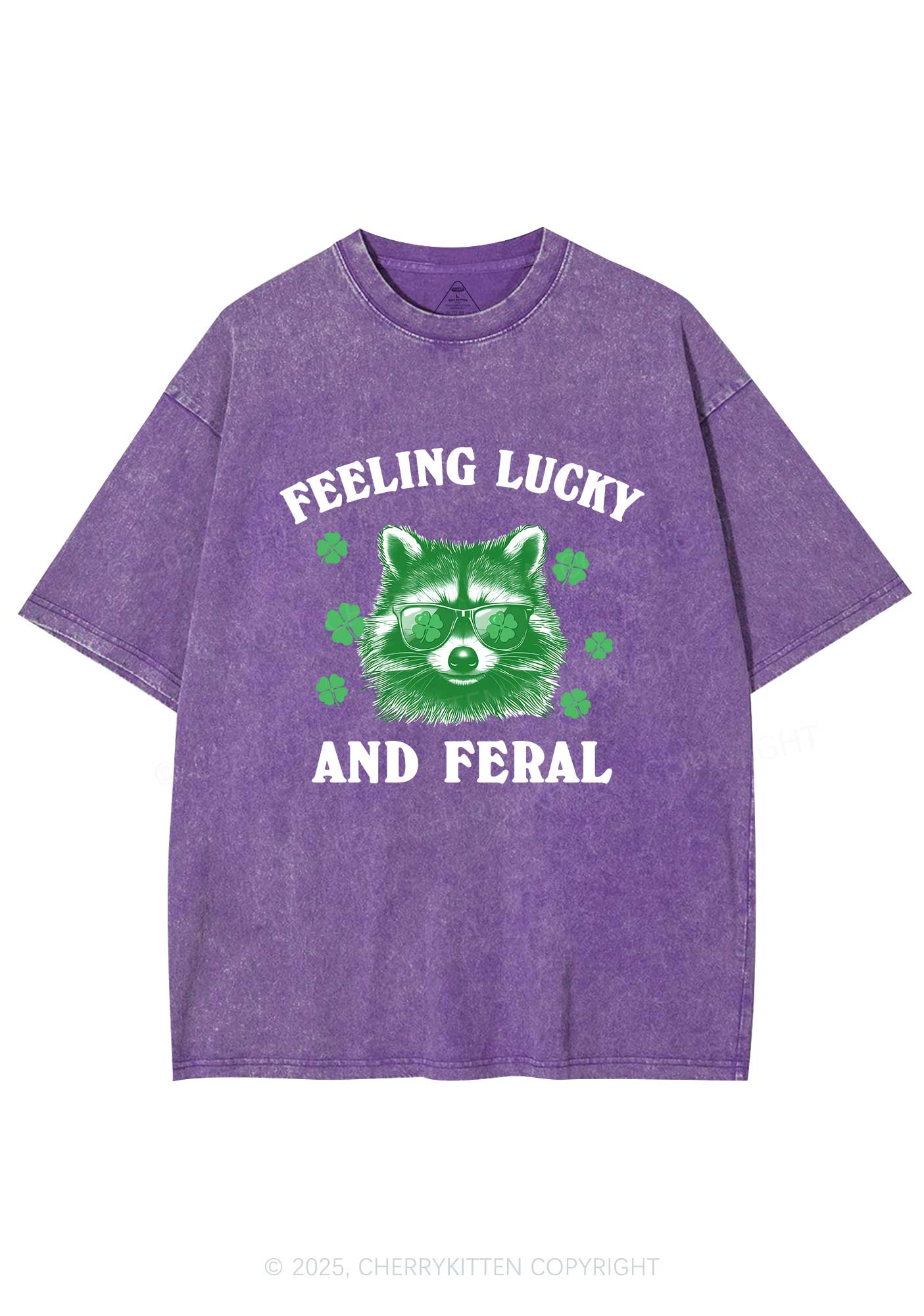Feeling Lucky And Feral St Patricks Y2K Washed Tee Cherrykitten - Image 7