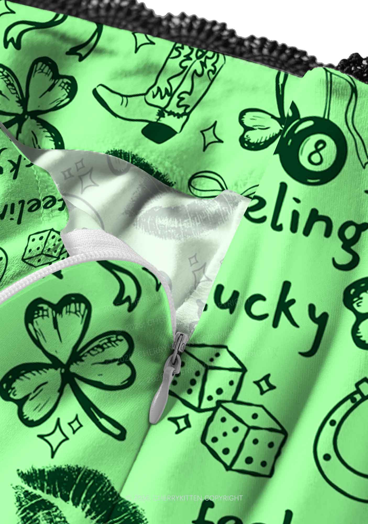 Feeling Lucky Graffiti St Patricks Y2K Print Midi Skirt Cherrykitten - Image 3