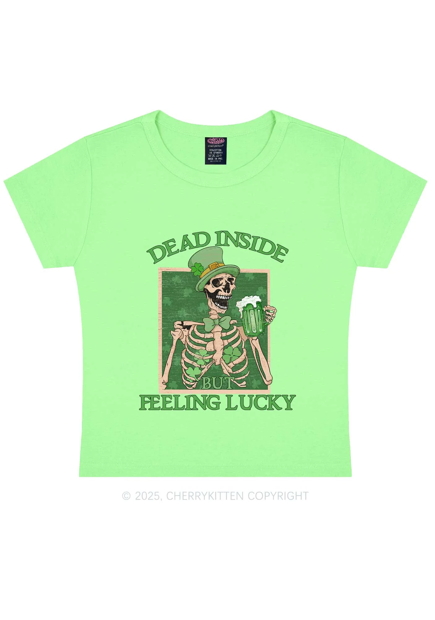 Feeling Lucky St Patricks Y2K Baby Tee Cherrykitten - Image 10