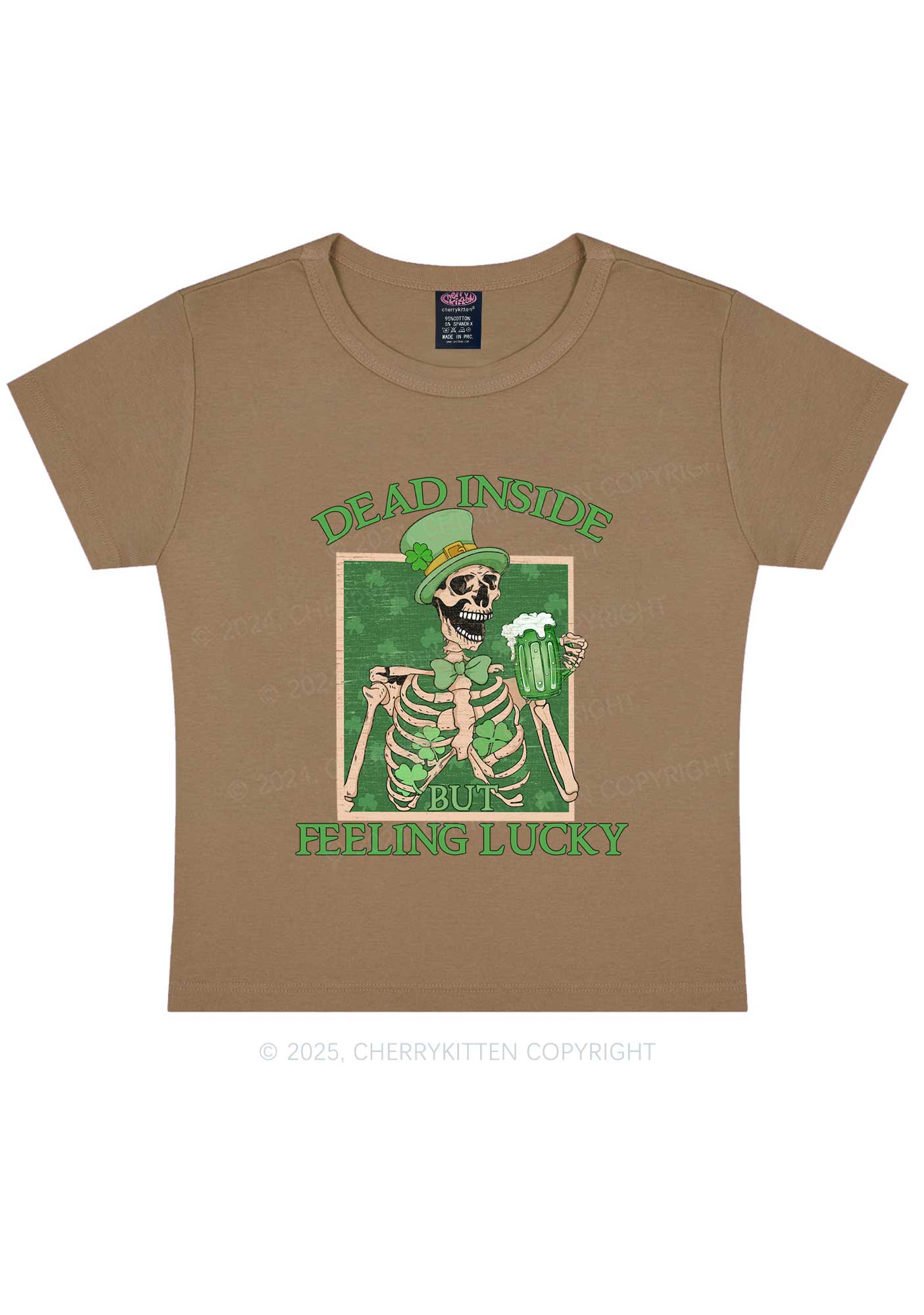 Feeling Lucky St Patricks Y2K Baby Tee Cherrykitten - Image 12