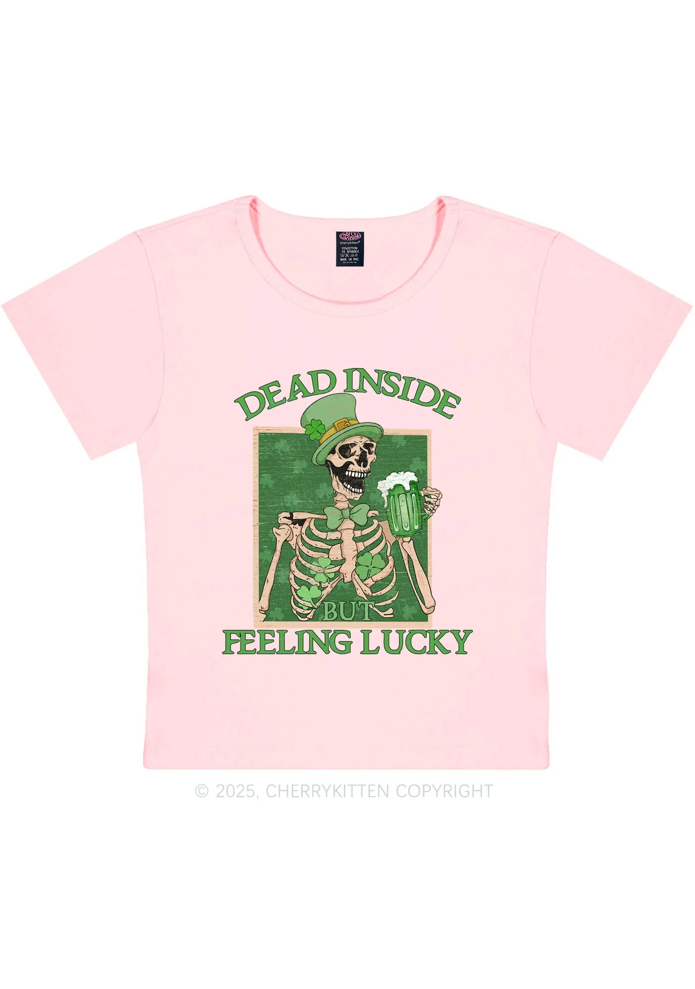 Feeling Lucky St Patricks Y2K Baby Tee Cherrykitten - Image 9