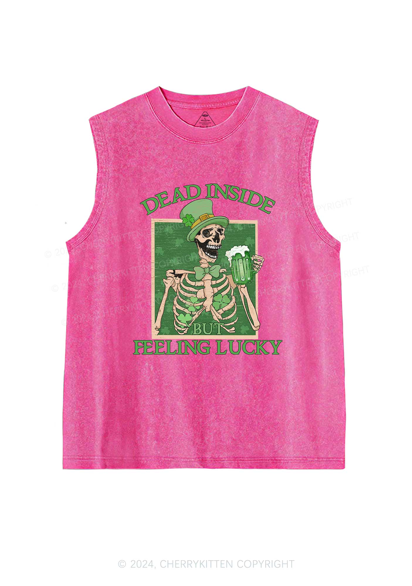 Feeling Lucky St Patricks Y2K Washed Tank Cherrykitten - Image 3