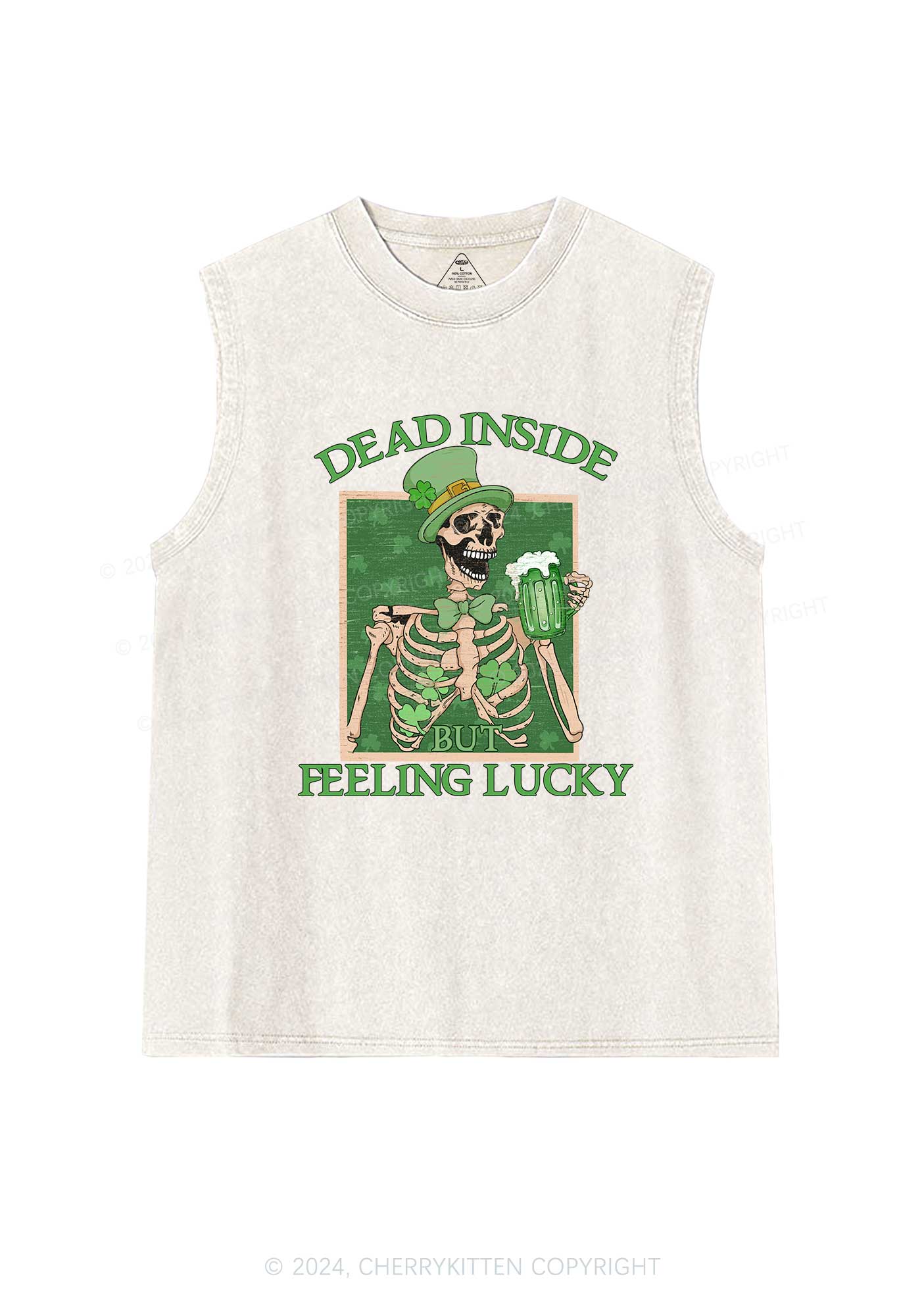 Feeling Lucky St Patricks Y2K Washed Tank Cherrykitten - Image 4