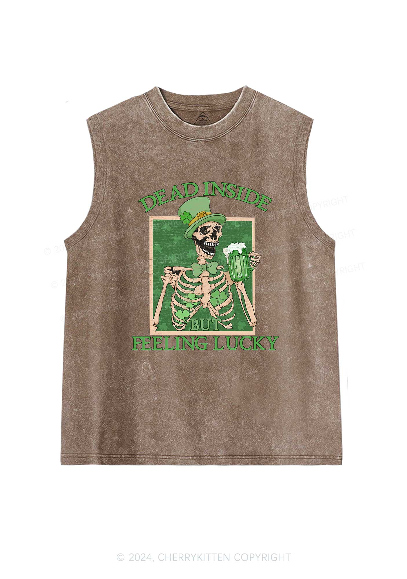 Feeling Lucky St Patricks Y2K Washed Tank Cherrykitten - Image 5
