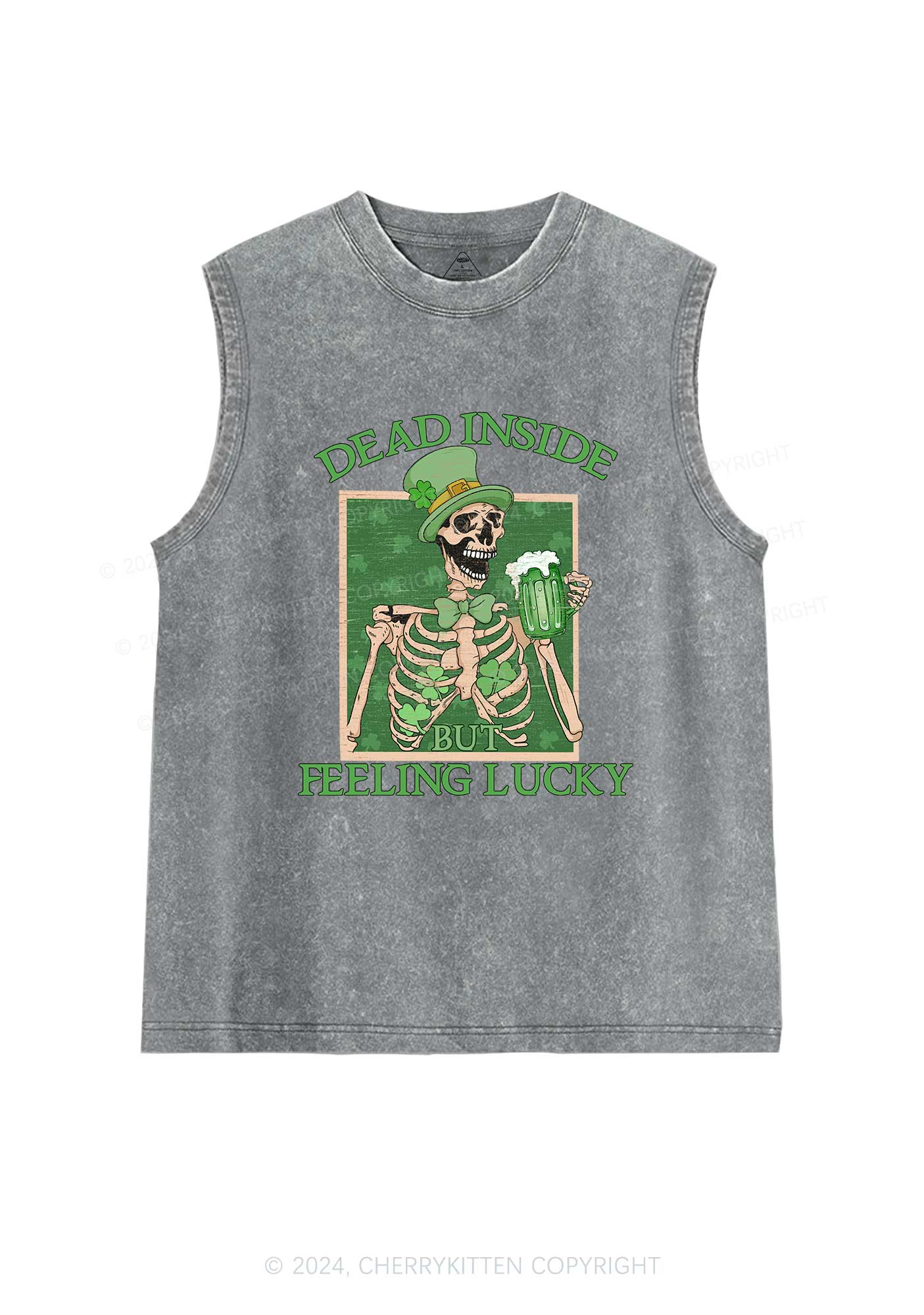 Feeling Lucky St Patricks Y2K Washed Tank Cherrykitten - Image 6