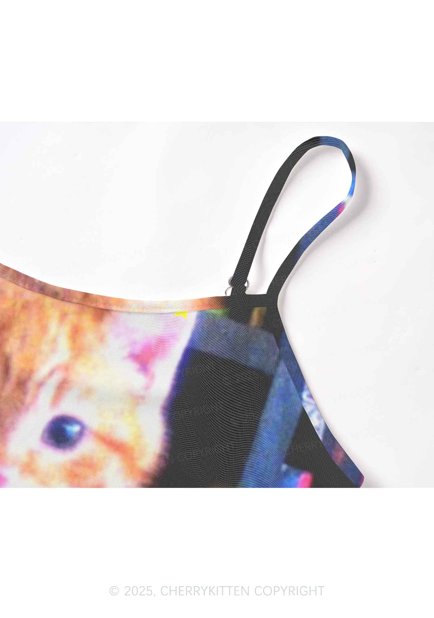 Feline Bookworm Y2K Mesh Cami Tank Cherrykitten - Image 5
