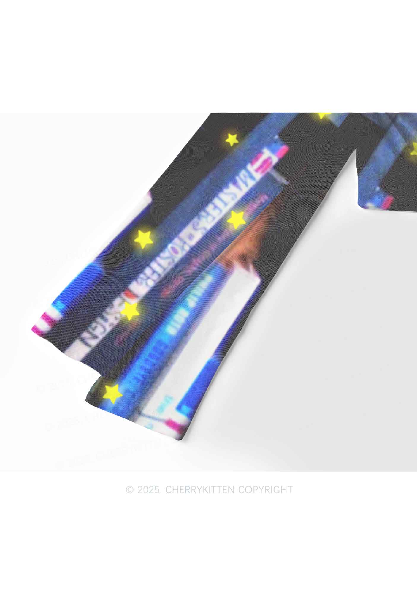 Feline Bookworm Y2K Mesh Long Sleeve Crop Top Cherrykitten - Image 4