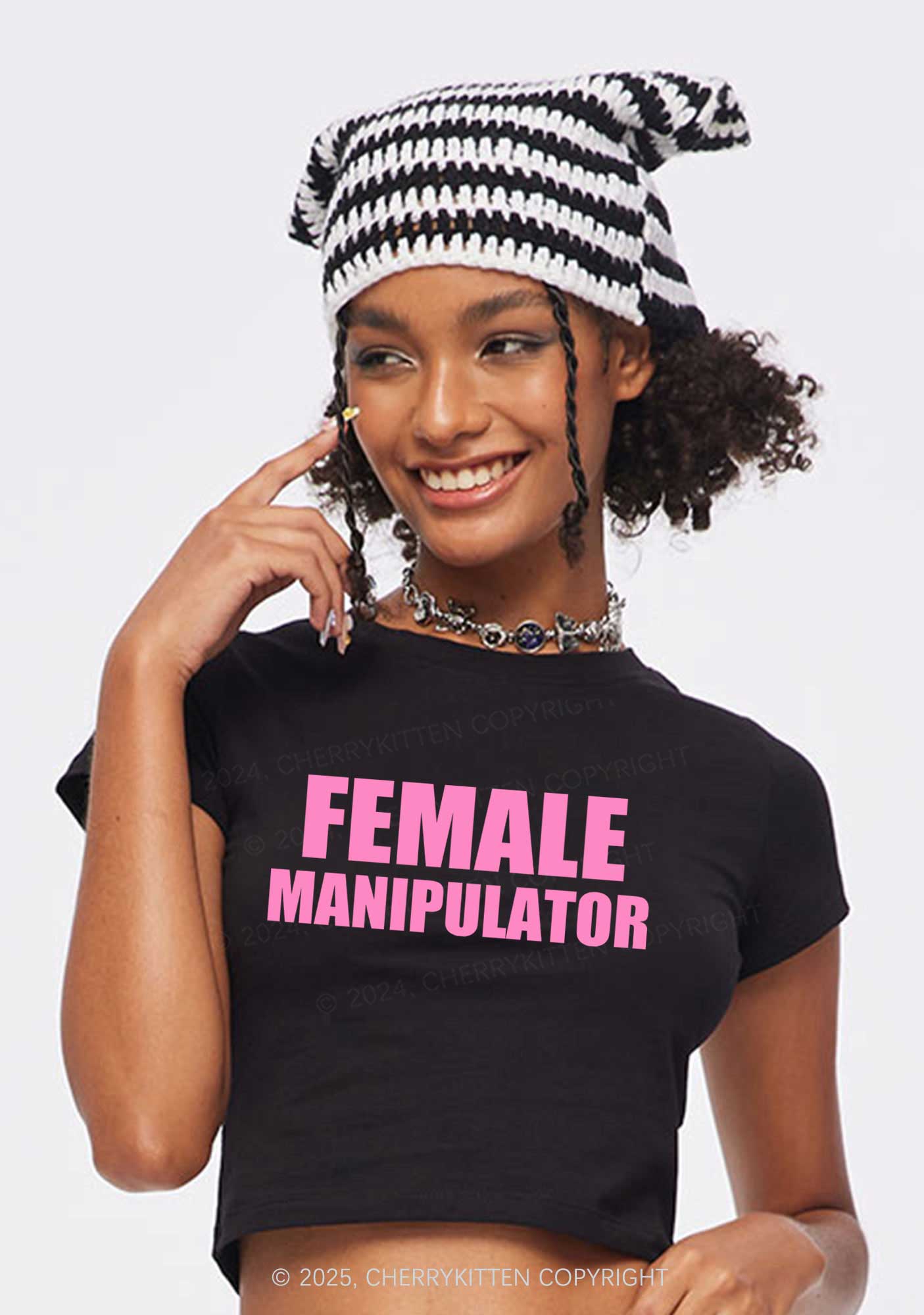 Female Manipulator Y2K Baby Tee Cherrykitten - Image 2