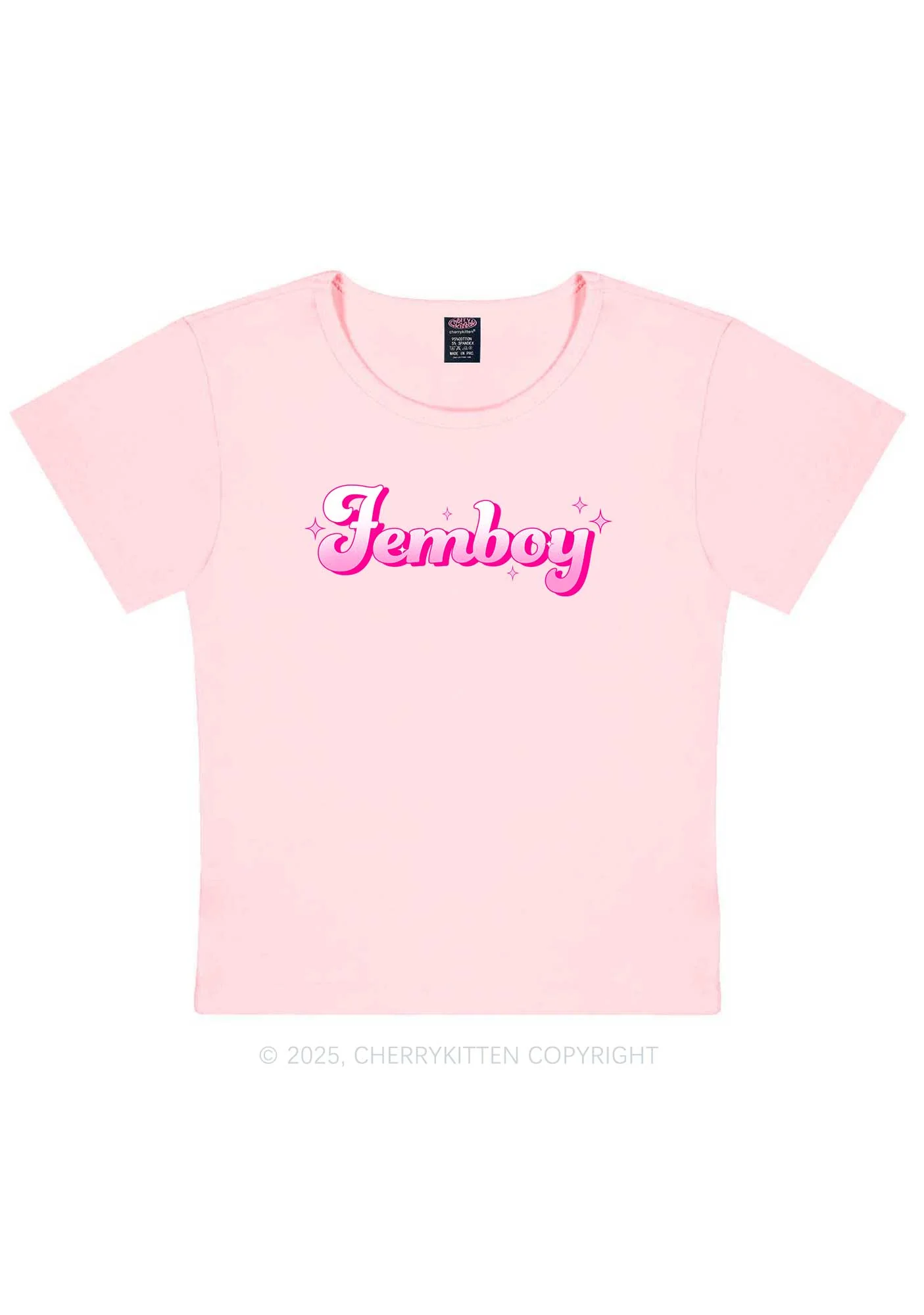 Femboy Pride Y2K Baby Tee Cherrykitten - Image 11