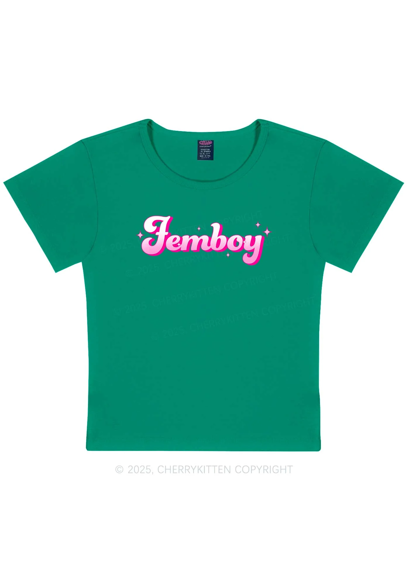Femboy Pride Y2K Baby Tee Cherrykitten - Image 12