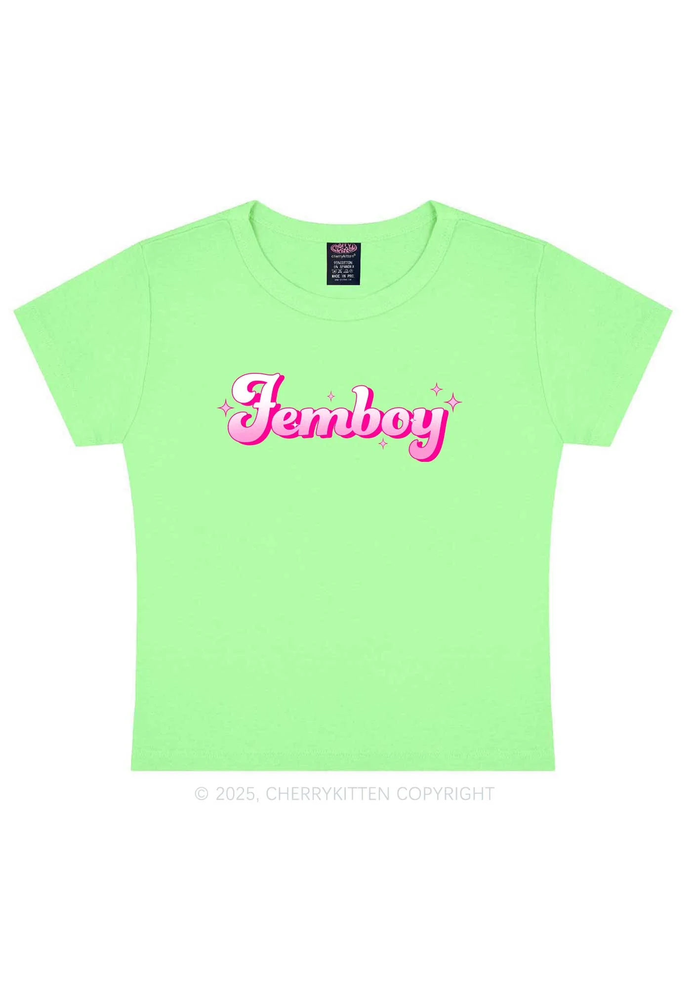 Femboy Pride Y2K Baby Tee Cherrykitten - Image 13