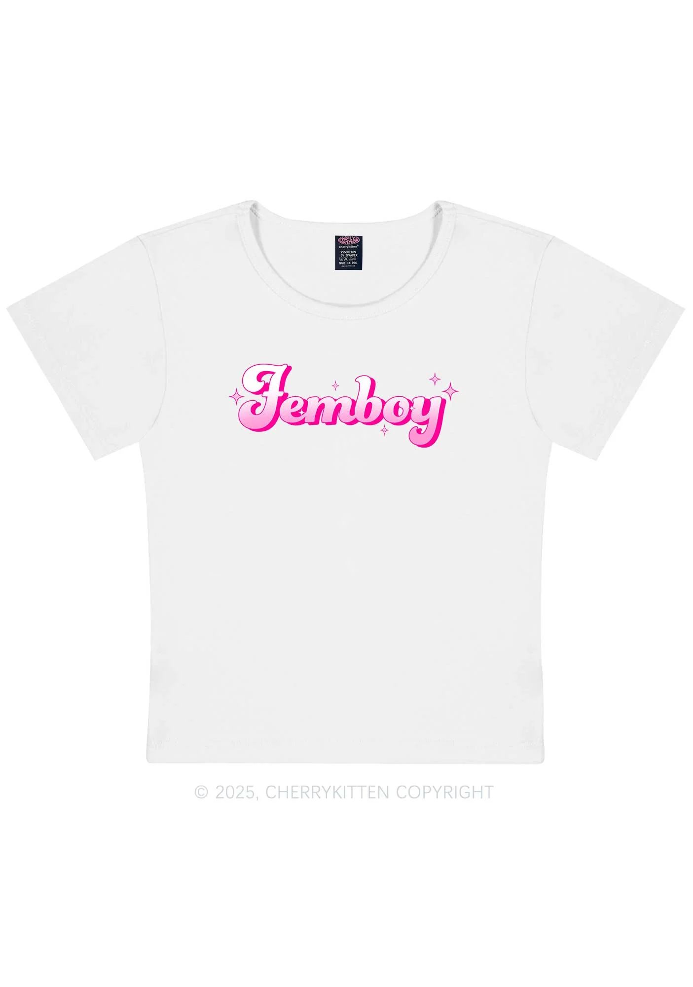 Femboy Pride Y2K Baby Tee Cherrykitten - Image 4