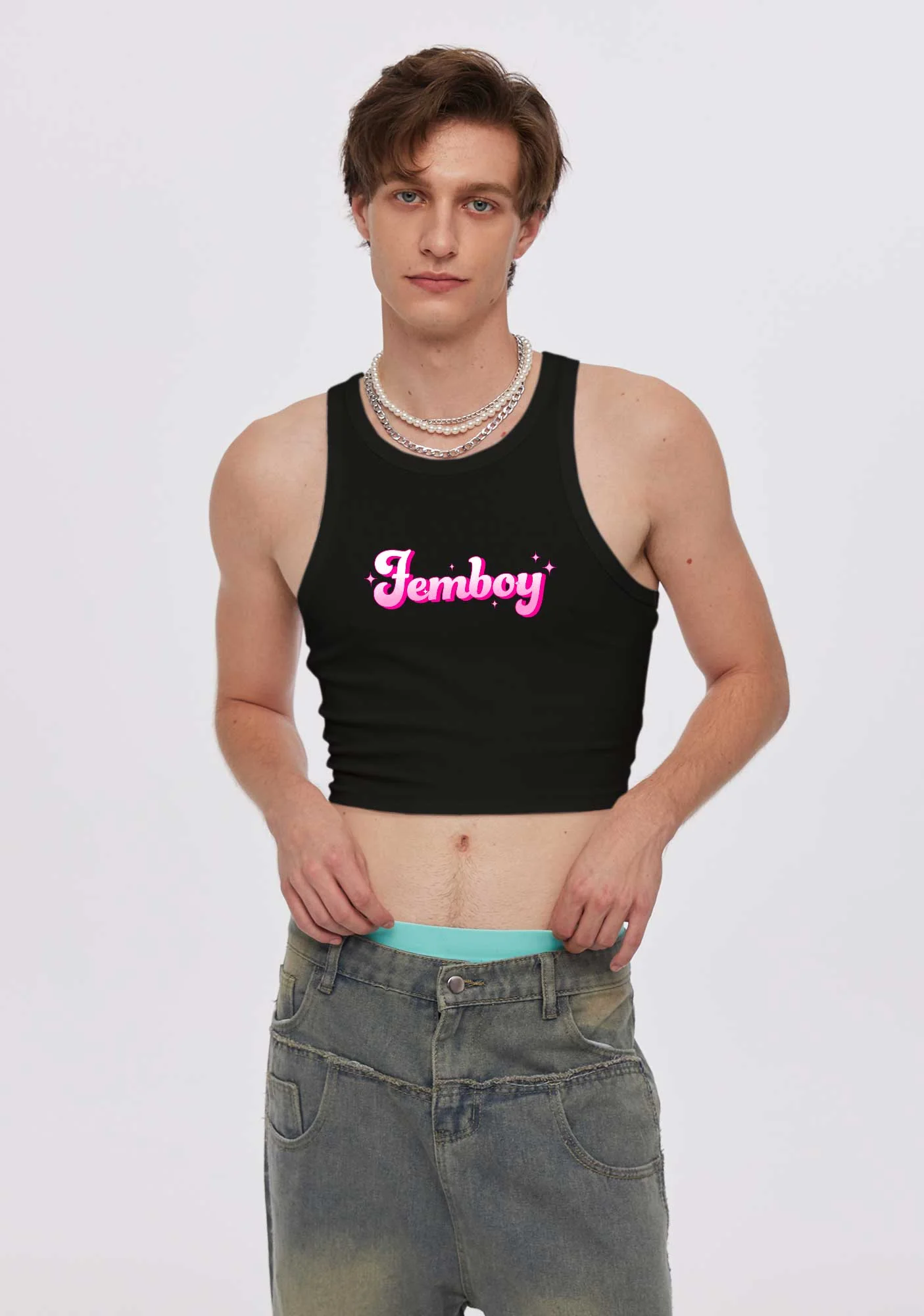 Femboy Pride Y2K Crop Tank Top Cherrykitten - Image 2