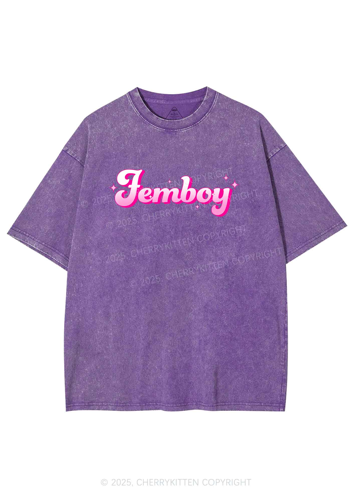 Femboy Pride Y2K Shirts Washed Tee Cherrykitten - Image 4